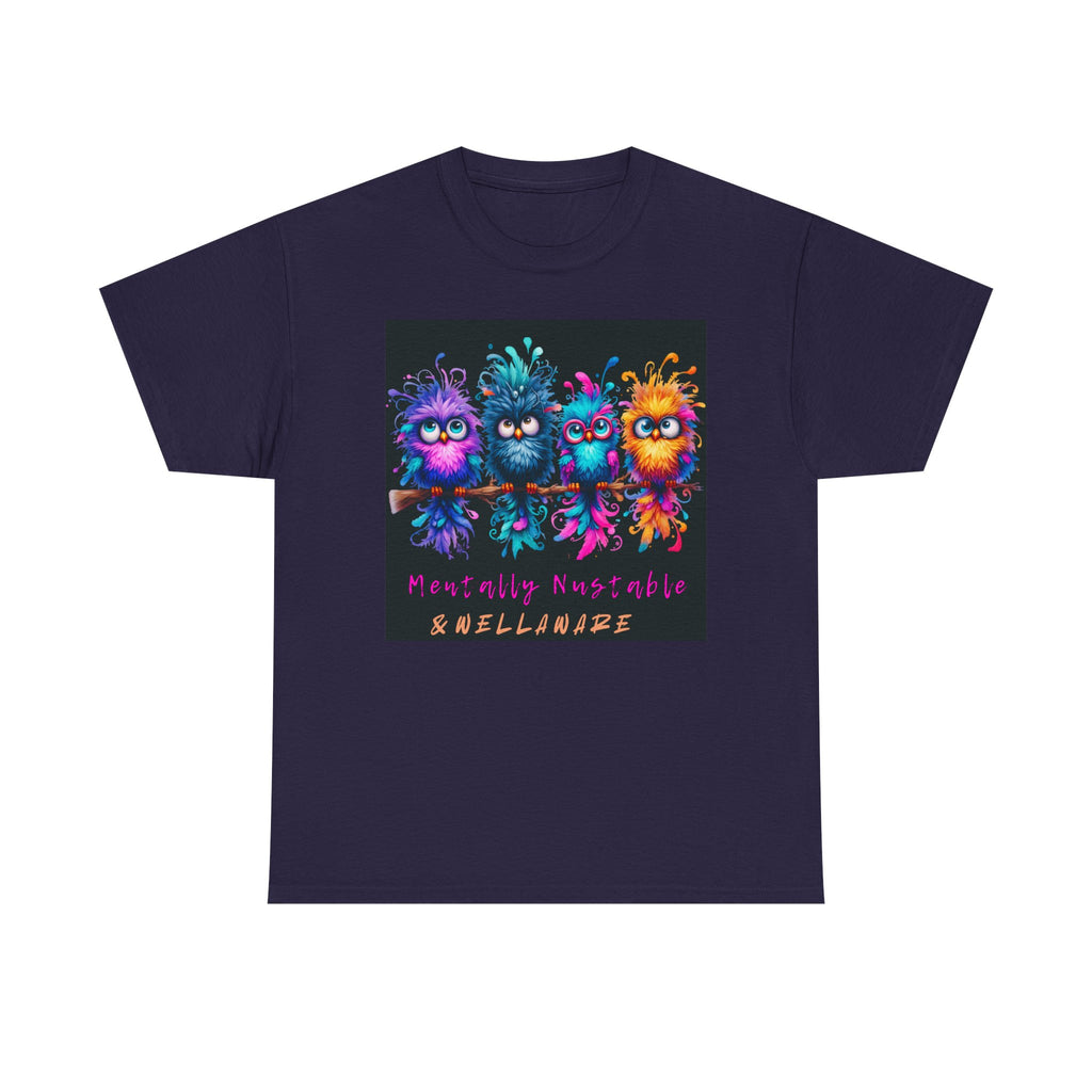 Cute Psychedelic Monster Tee — "Mentally Nourished" Colorful Fuzzy Creatures