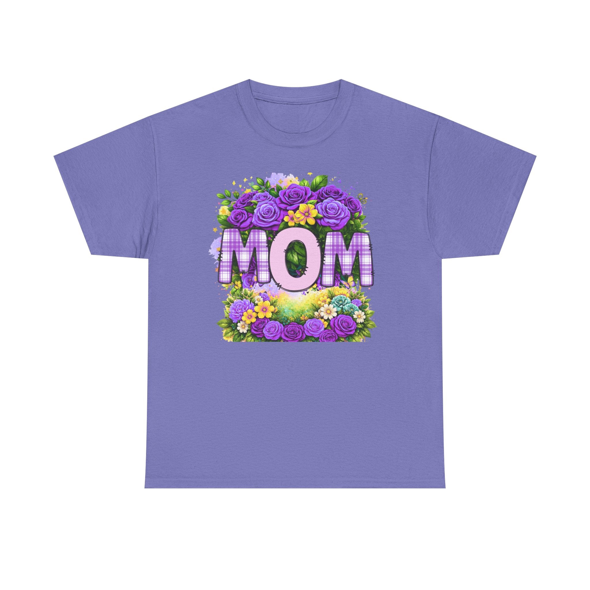 Mom Floral T-Shirt – Purple Roses "MOM" Gift for Mother’s Day