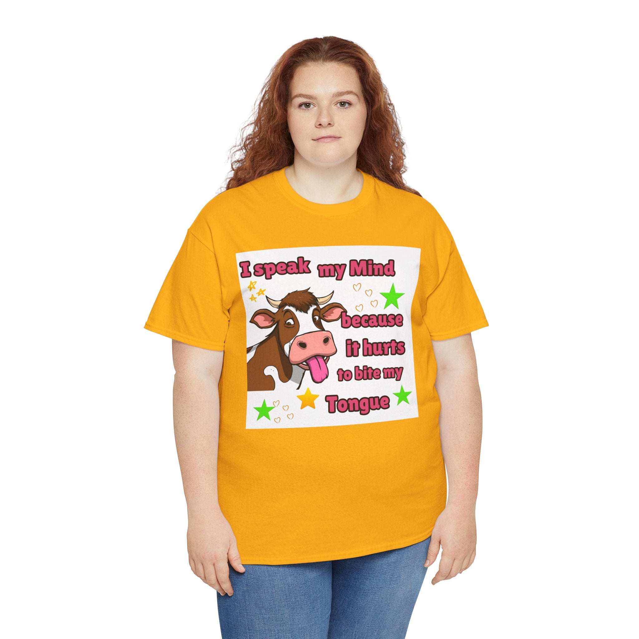 Funny Cow Graphic Tee – "I Speak My Mind Because It Hurts to Bite My Tongue" T‑Shirt