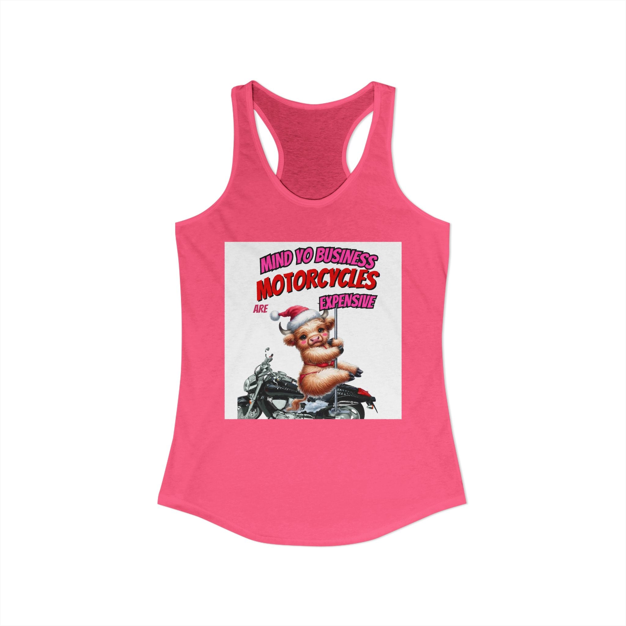 funny  girl cow swing on a pole  mind your business/ Women's Ideal Racerback Tank
