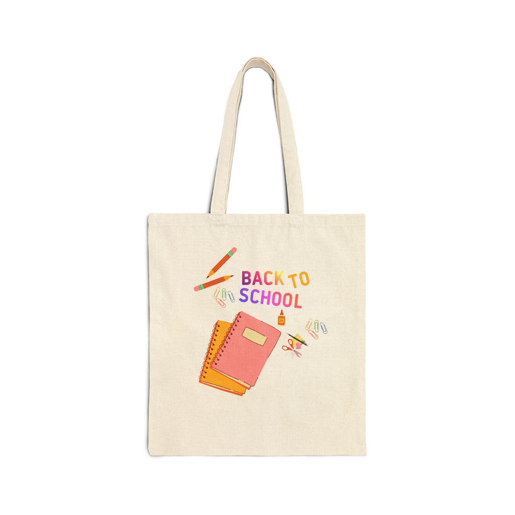 Back to School Canvas Tote — Student Notebook & Pencil Eco Shopper