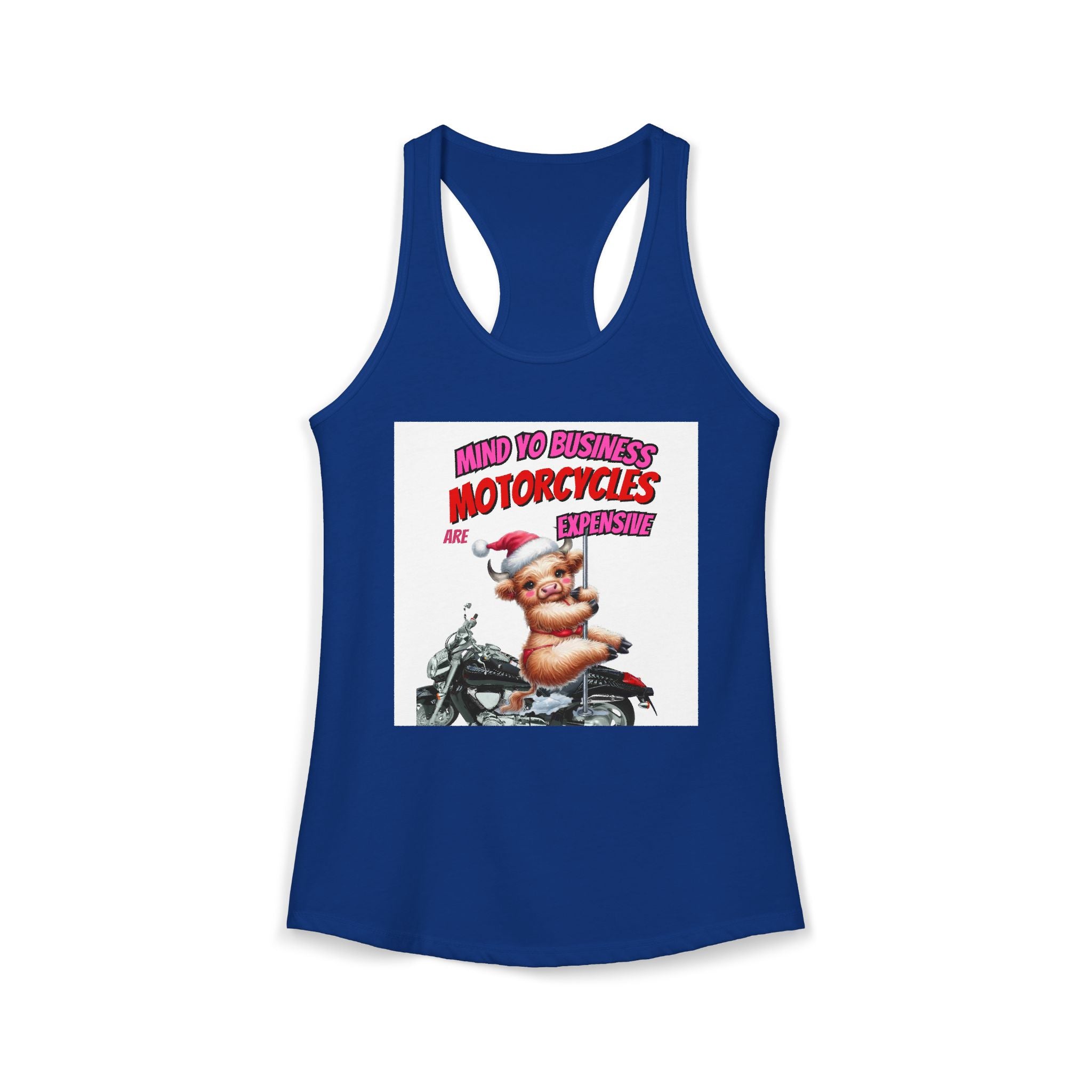funny  girl cow swing on a pole  mind your business/ Women's Ideal Racerback Tank