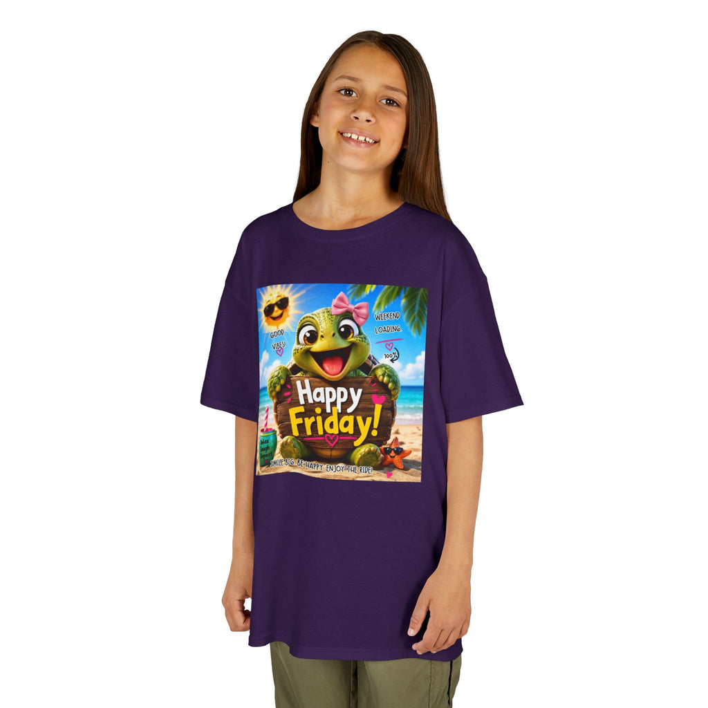Happy Friday Kids Tee — Cute Frog Beach Graphic Shirt