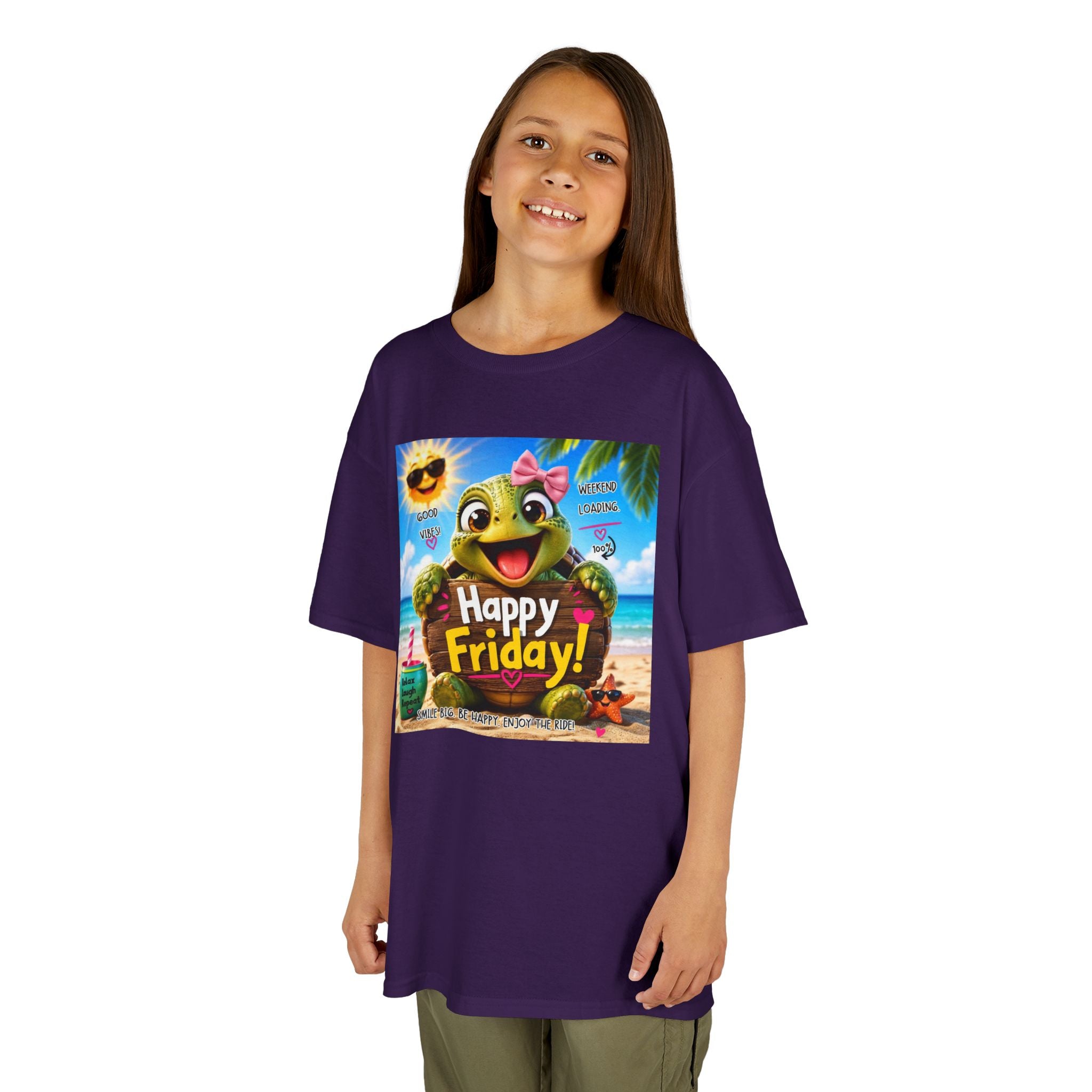 Happy Friday Kids Tee — Cute Frog Beach Graphic Shirt