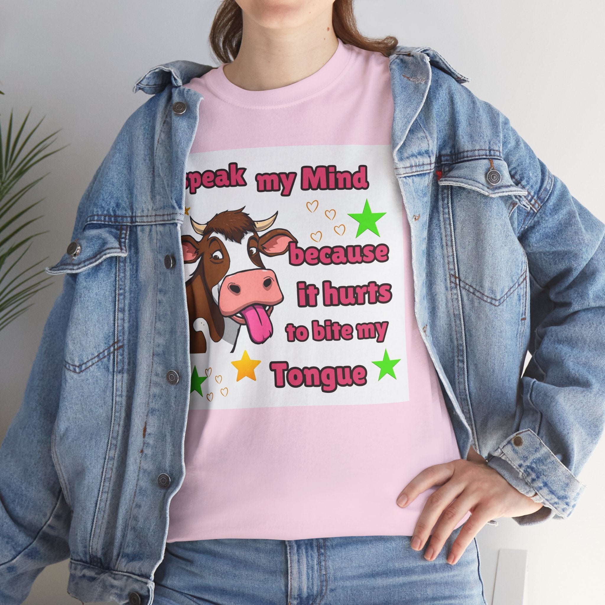 Funny Cow Graphic Tee – "I Speak My Mind Because It Hurts to Bite My Tongue" T‑Shirt