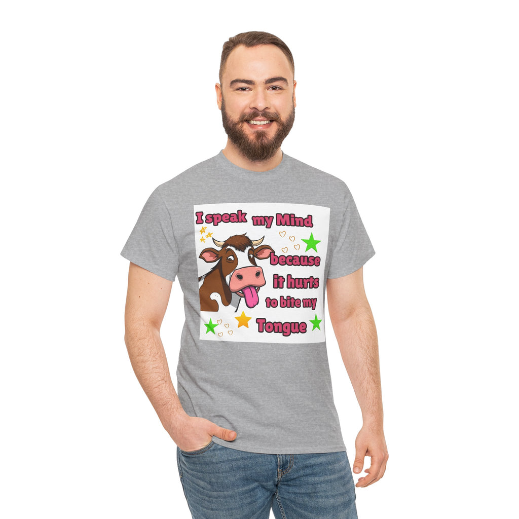 Funny Cow Graphic Tee – "I Speak My Mind Because It Hurts to Bite My Tongue" T‑Shirt