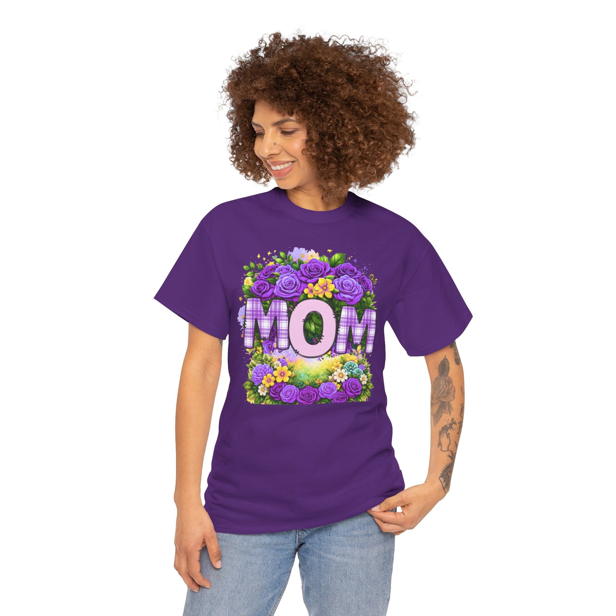 Mom Floral Graphic Tee — Purple Rose Mother’s Day Shirt