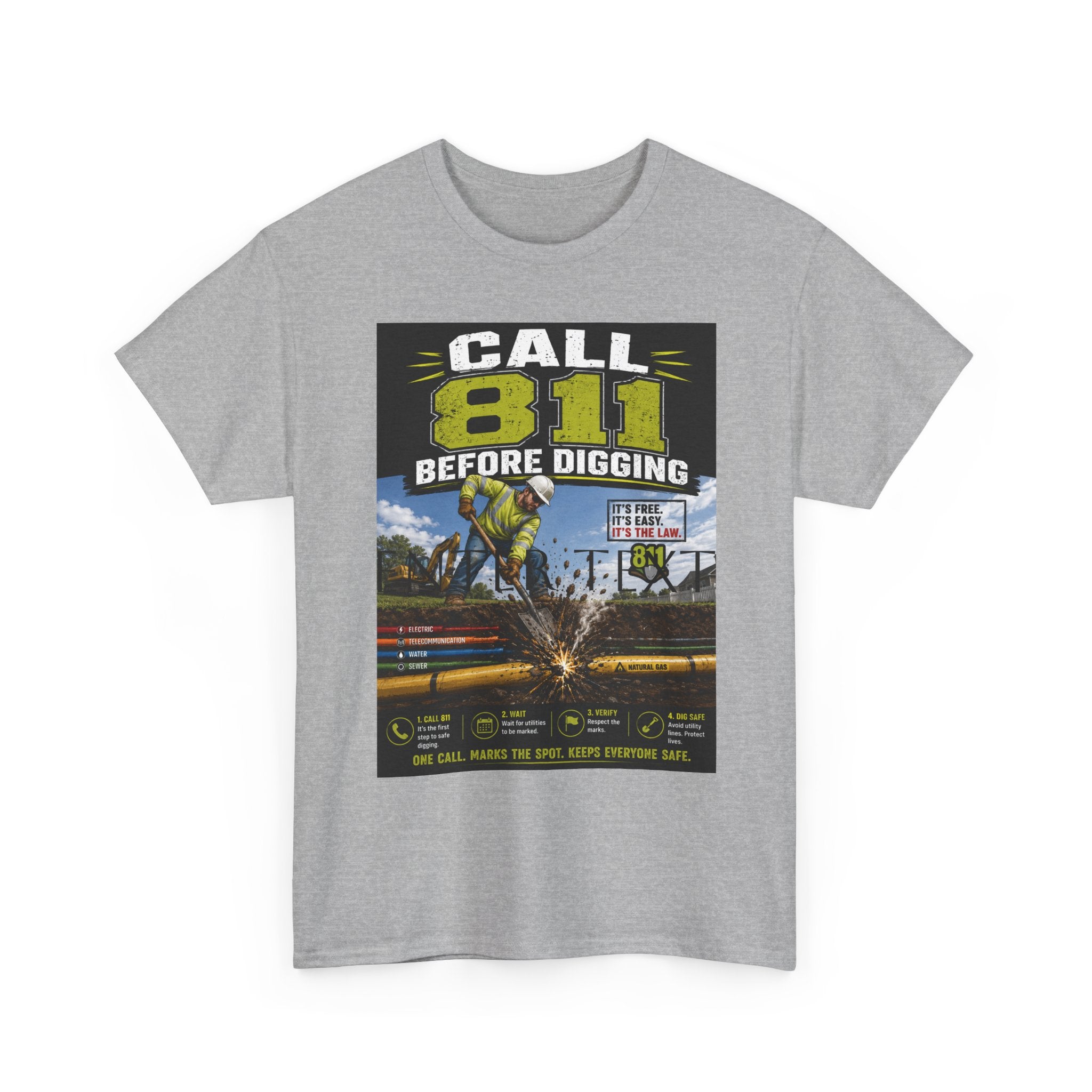Call 811 Before Digging T-Shirt — Utility Safety Awareness Tee
