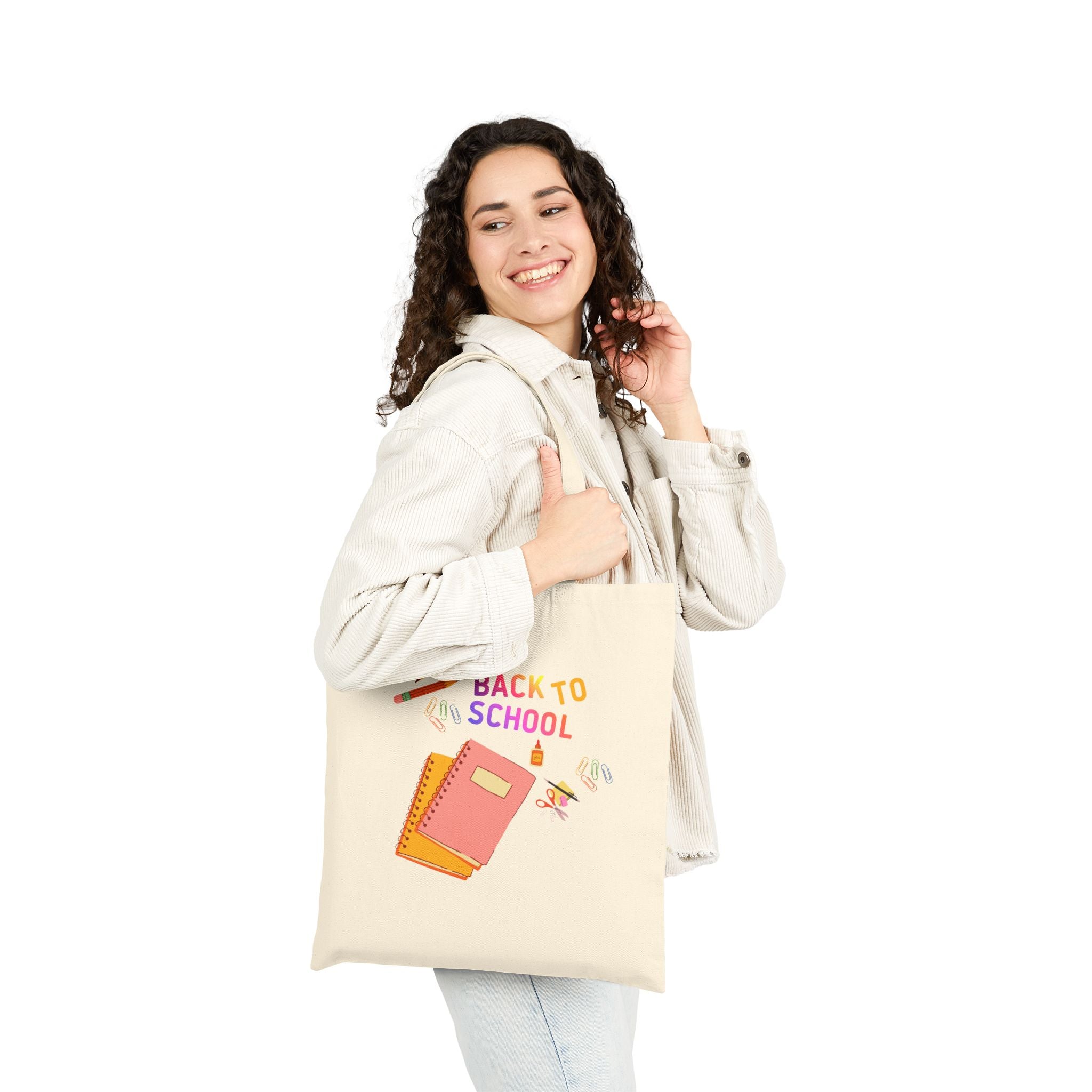 Back to School Canvas Tote — Student Notebook & Pencil Eco Shopper