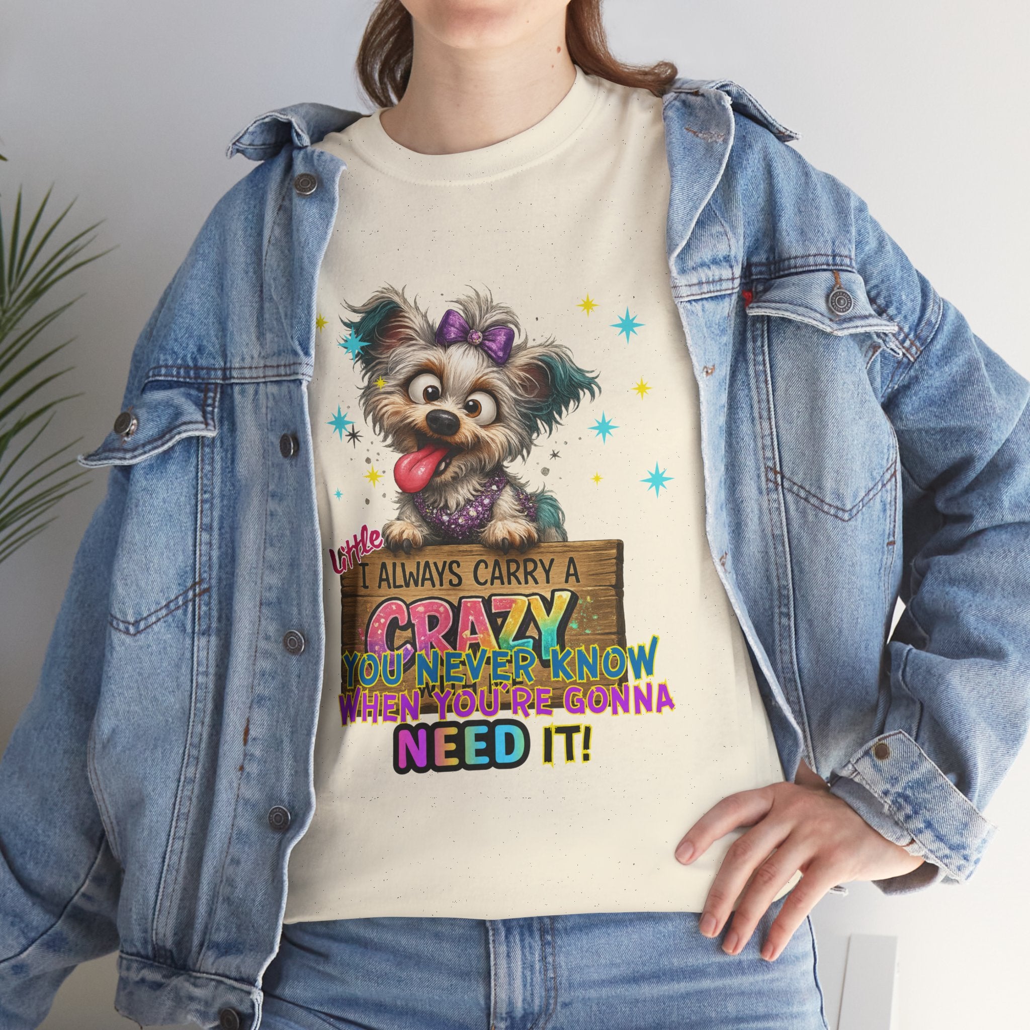 Dog Lover T-Shirt - "I Always Carry a Crazy Dog Mom" Cute Puppy Graphic Tee