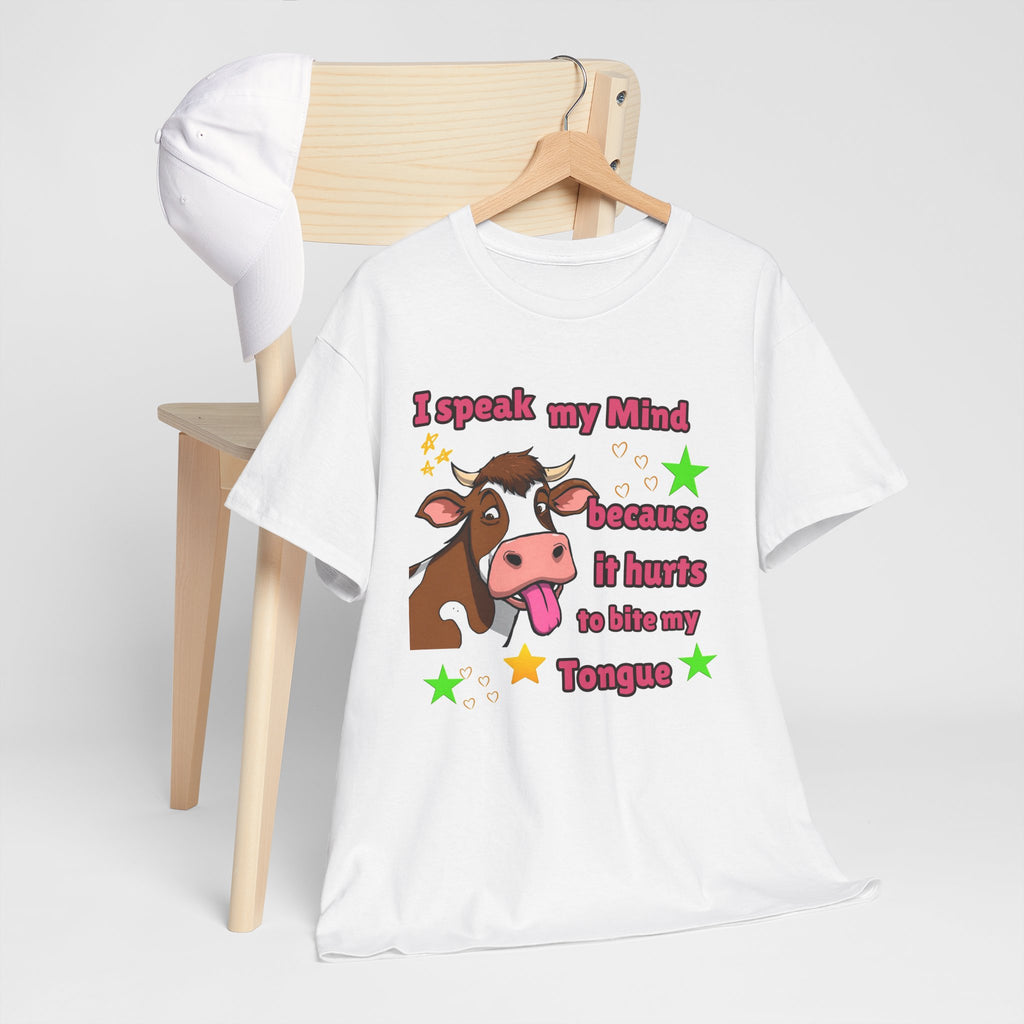 Funny Cow Graphic Tee – "I Speak My Mind Because It Hurts to Bite My Tongue" T‑Shirt