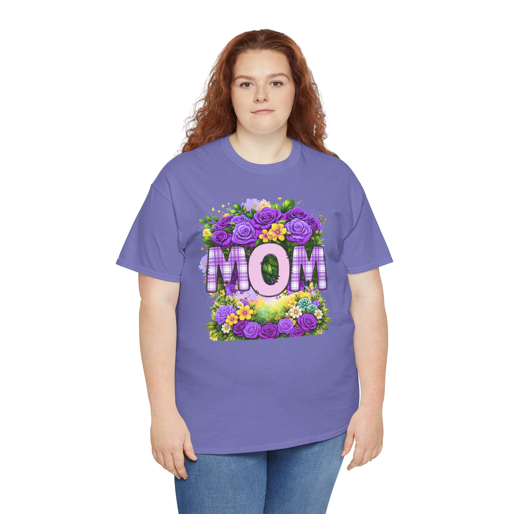 Mom Floral T-Shirt – Purple Roses "MOM" Gift for Mother’s Day