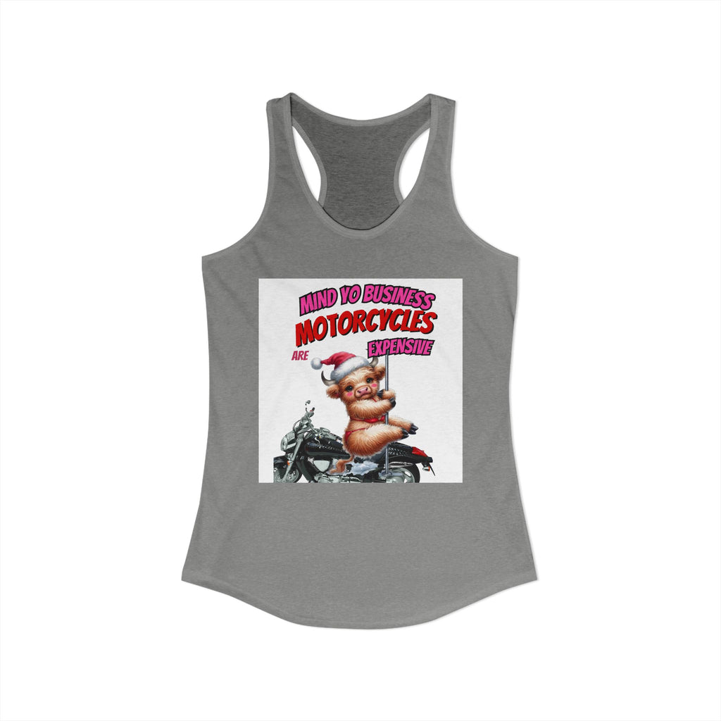 funny  girl cow swing on a pole  mind your business/ Women's Ideal Racerback Tank