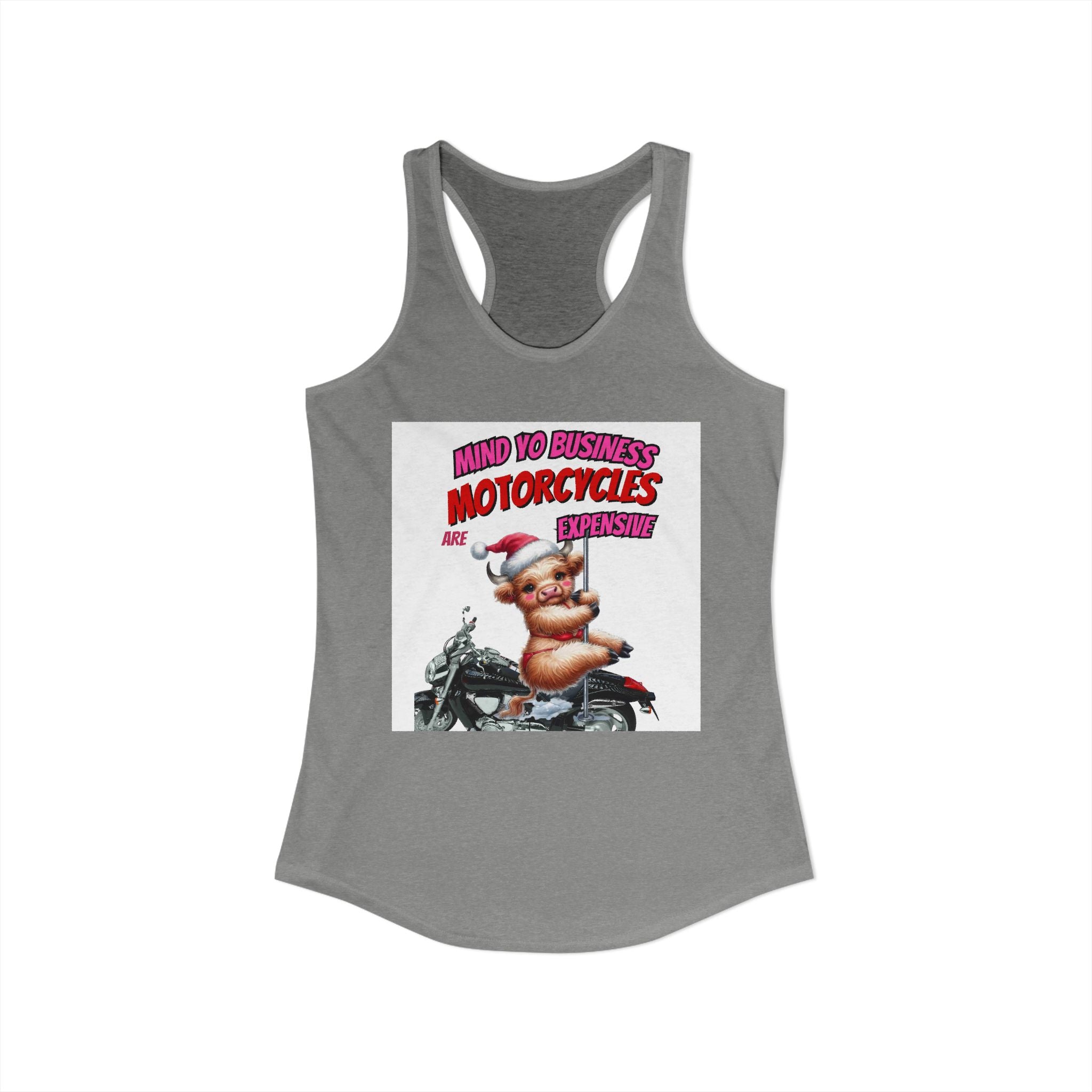 funny  girl cow swing on a pole  mind your business/ Women's Ideal Racerback Tank