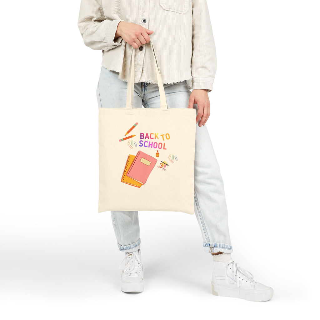 Back to School Canvas Tote — Student Notebook & Pencil Eco Shopper
