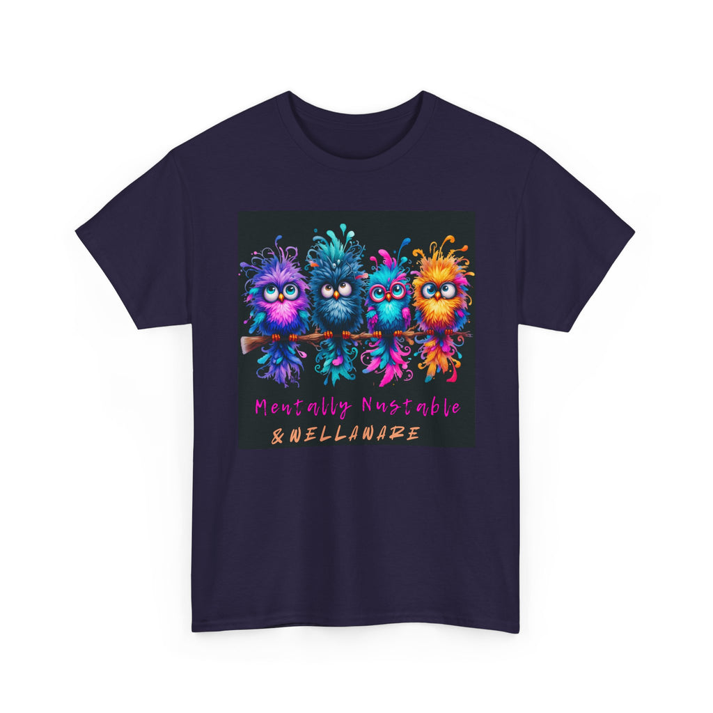 Cute Psychedelic Monster Tee — "Mentally Nourished" Colorful Fuzzy Creatures