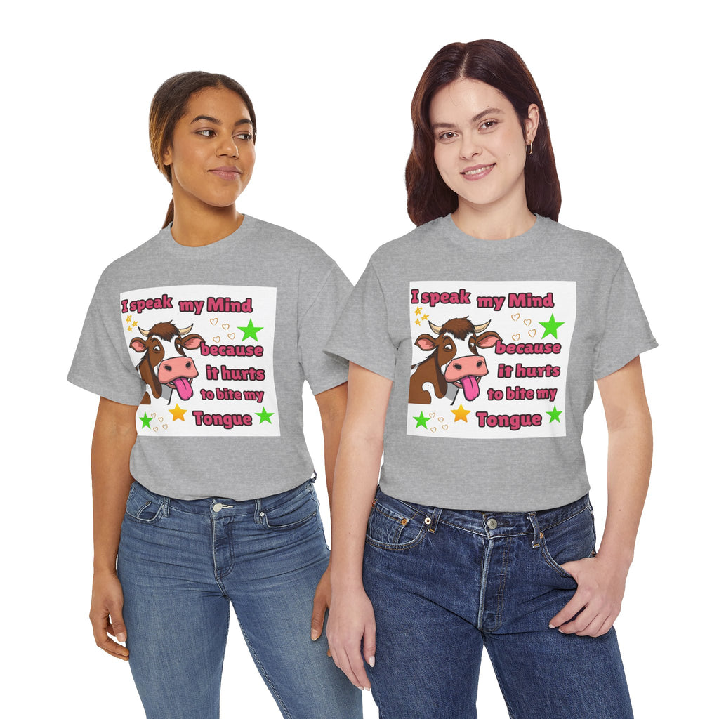 Funny Cow Graphic Tee – "I Speak My Mind Because It Hurts to Bite My Tongue" T‑Shirt