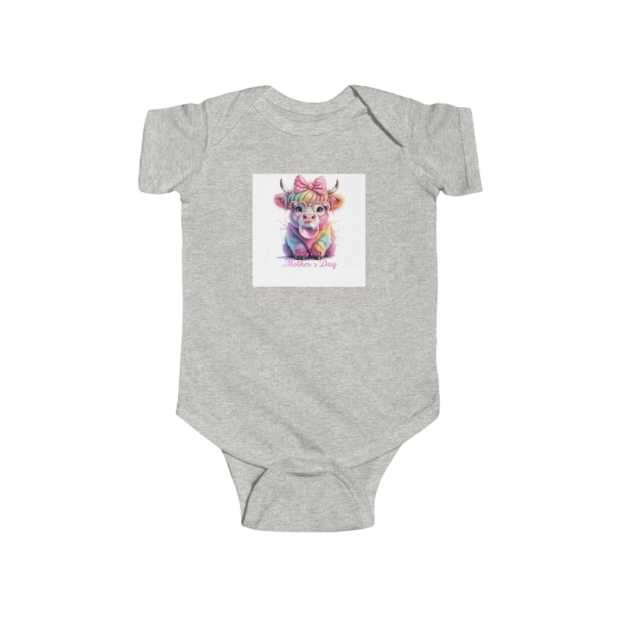 Cute Watercolor Cow Baby Bodysuit — "Moo I’m a Girl" Infant Onesie