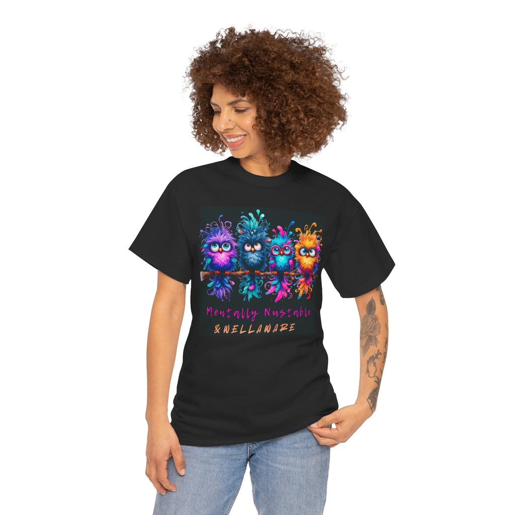 Mentally Negotiable Spellbinders T-Shirt — Colorful Cute Bird Wizards Graphic Tee