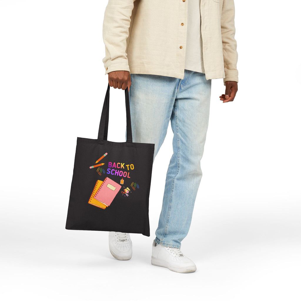 Back to School Canvas Tote — Student Notebook & Pencil Eco Shopper