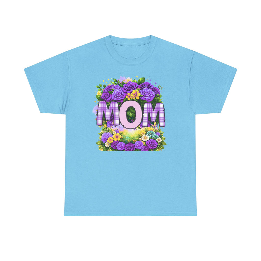 Mom Floral T-Shirt – Purple Roses "MOM" Gift for Mother’s Day
