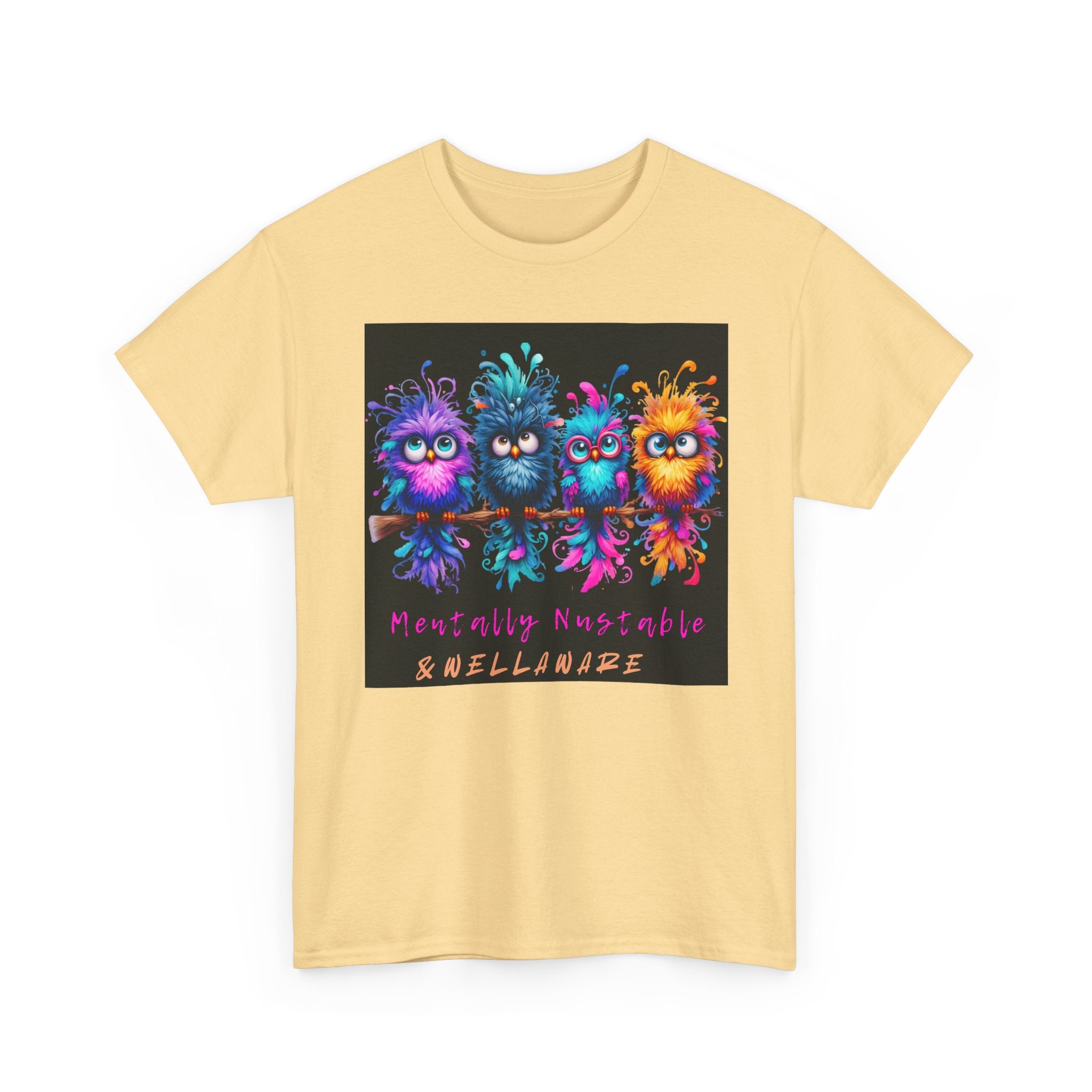 Cute Psychedelic Monster Tee — "Mentally Nourished" Colorful Fuzzy Creatures