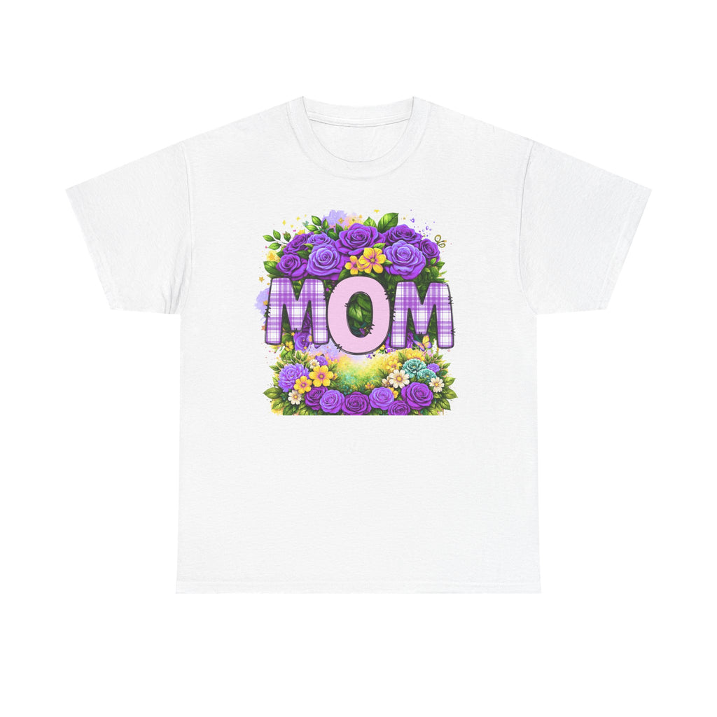 Mom Floral T-Shirt – Purple Roses "MOM" Gift for Mother’s Day