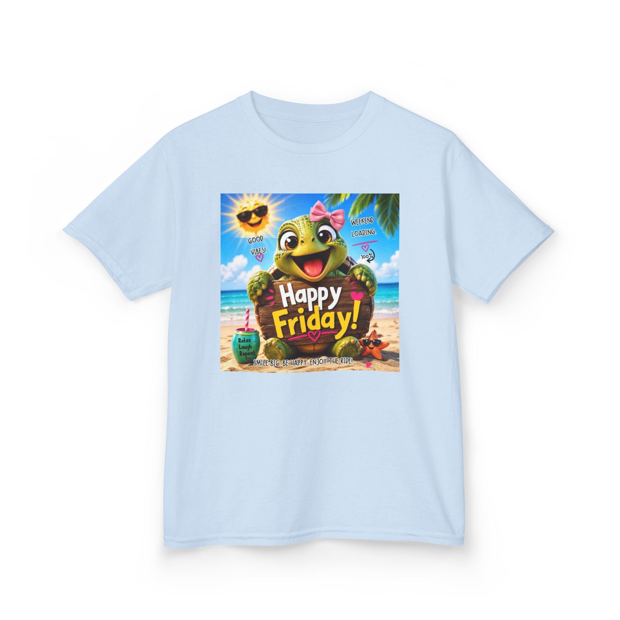 Happy Friday Kids Tee — Cute Frog Beach Graphic Shirt
