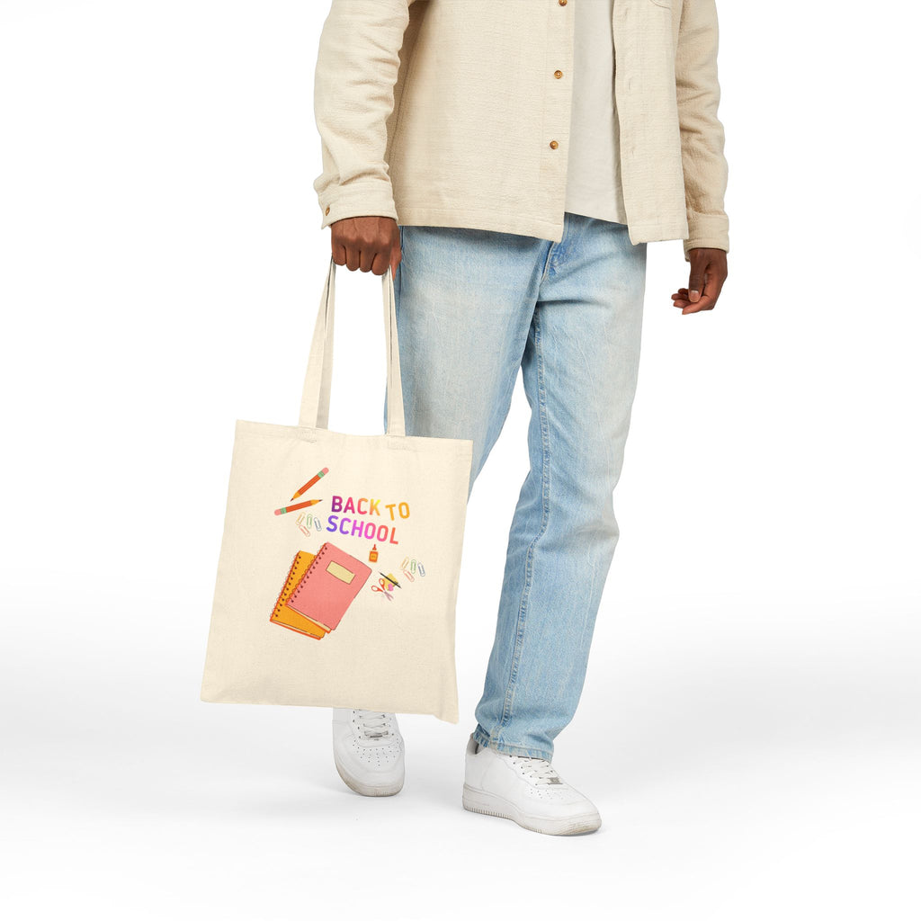 Back to School Canvas Tote — Student Notebook & Pencil Eco Shopper
