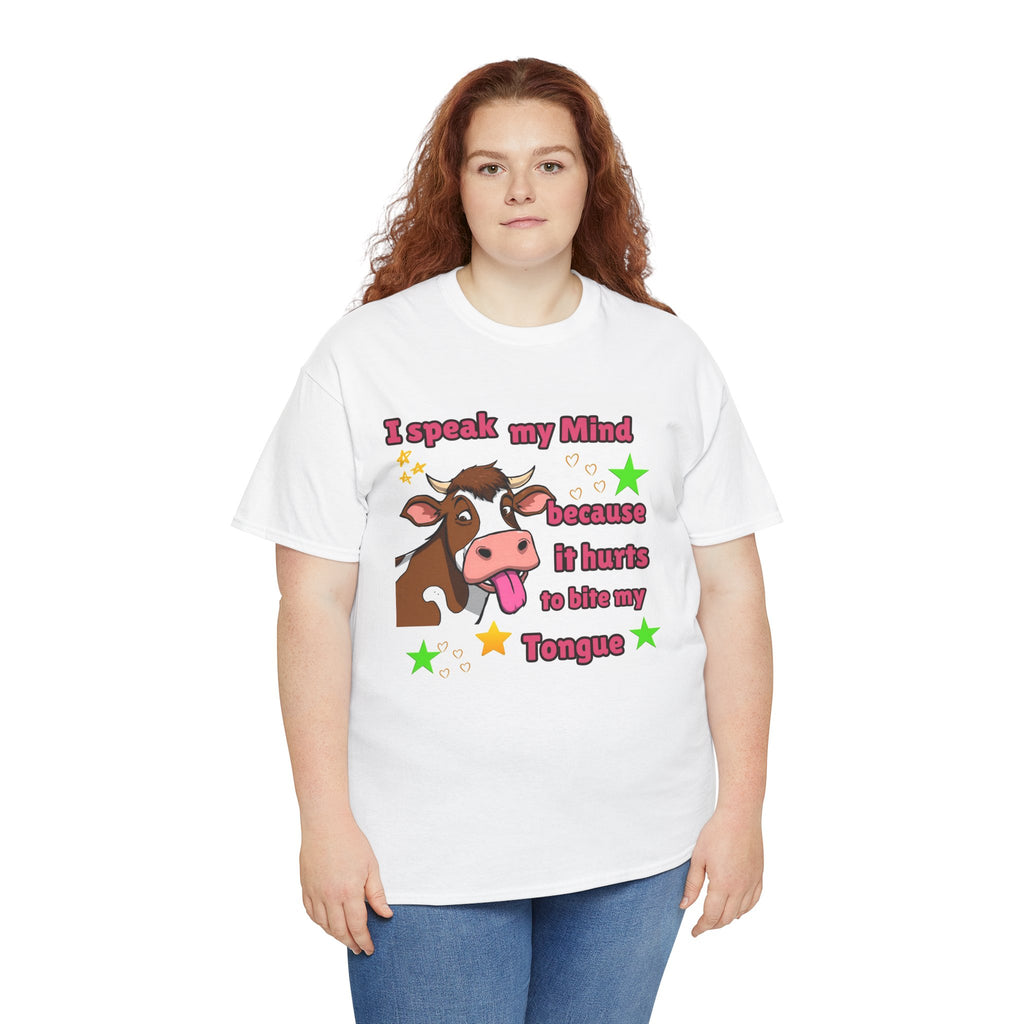 Funny Cow Graphic Tee – "I Speak My Mind Because It Hurts to Bite My Tongue" T‑Shirt