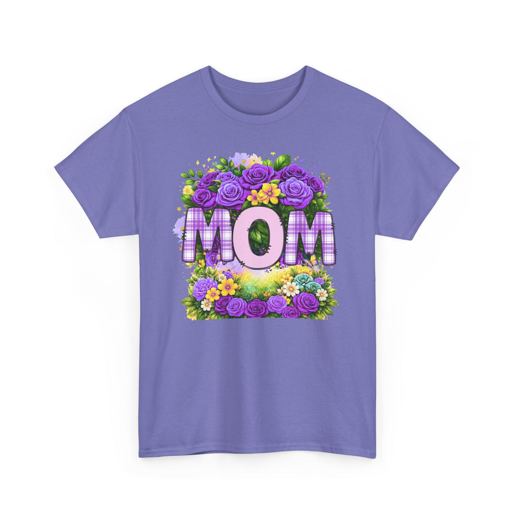 Mom Floral T-Shirt – Purple Roses "MOM" Gift for Mother’s Day