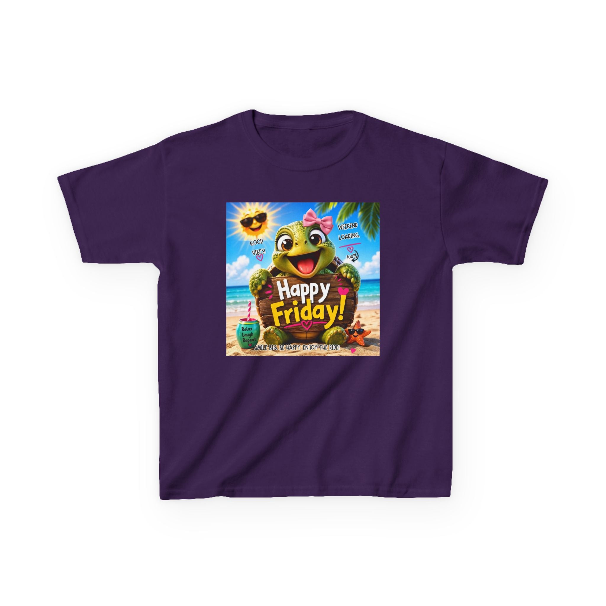 Happy Friday Kids Tee — Cute Frog Beach Graphic Shirt