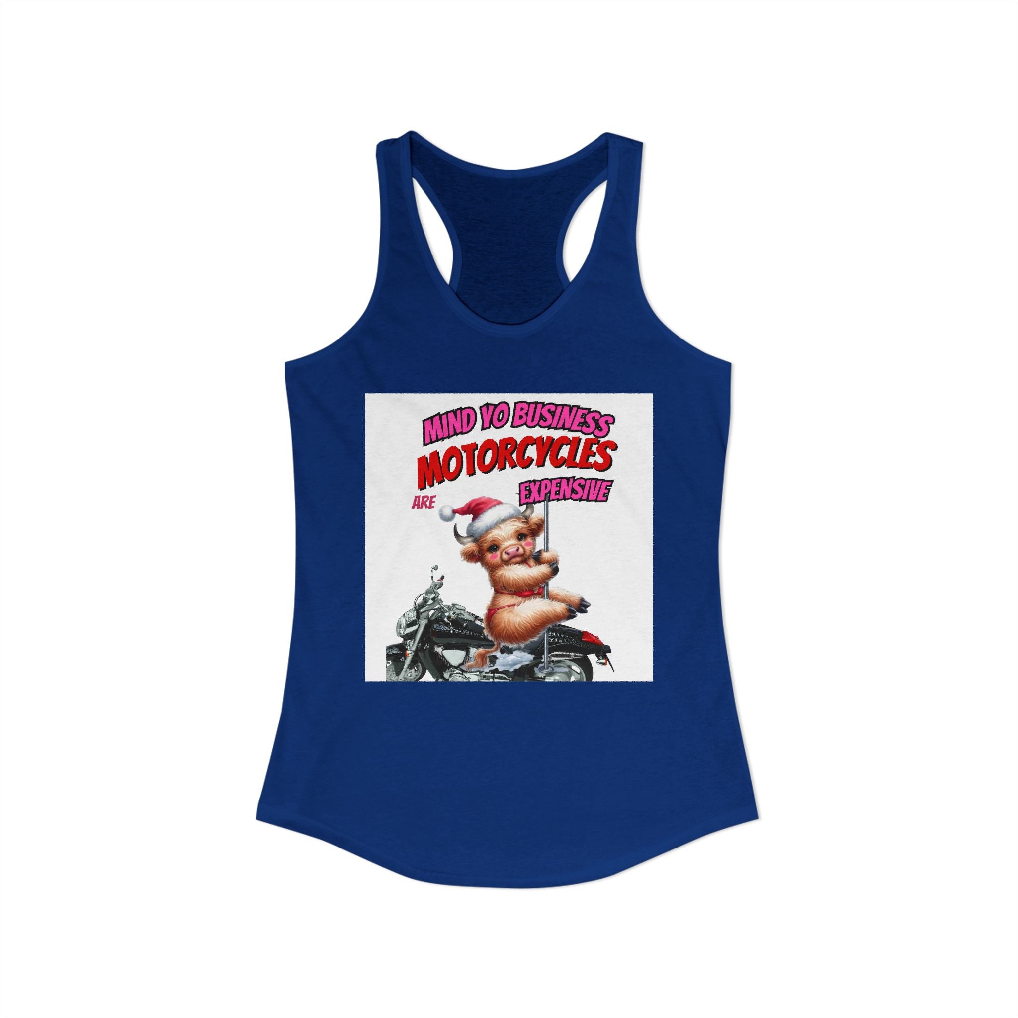 funny  girl cow swing on a pole  mind your business/ Women's Ideal Racerback Tank