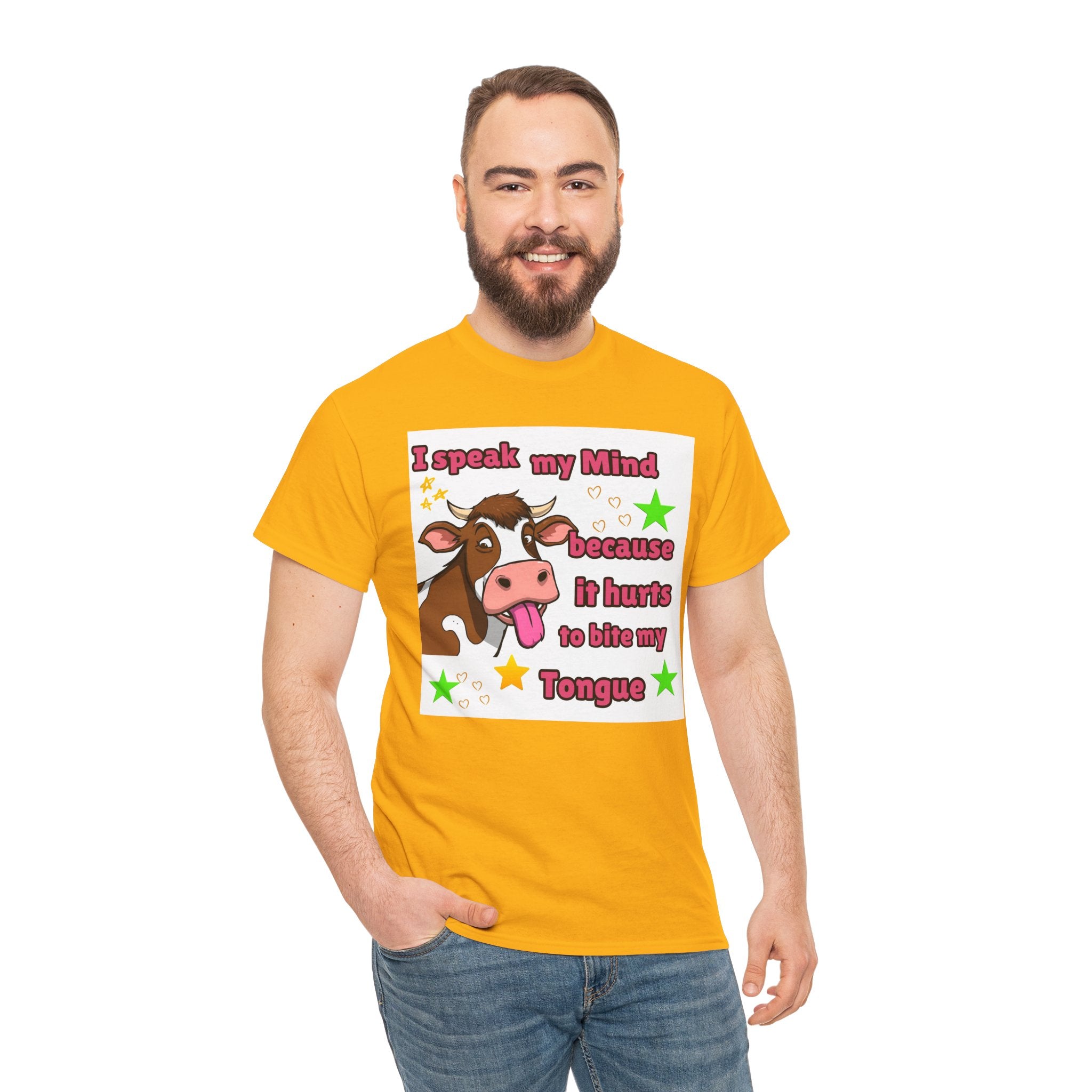 Funny Cow Graphic Tee – "I Speak My Mind Because It Hurts to Bite My Tongue" T‑Shirt