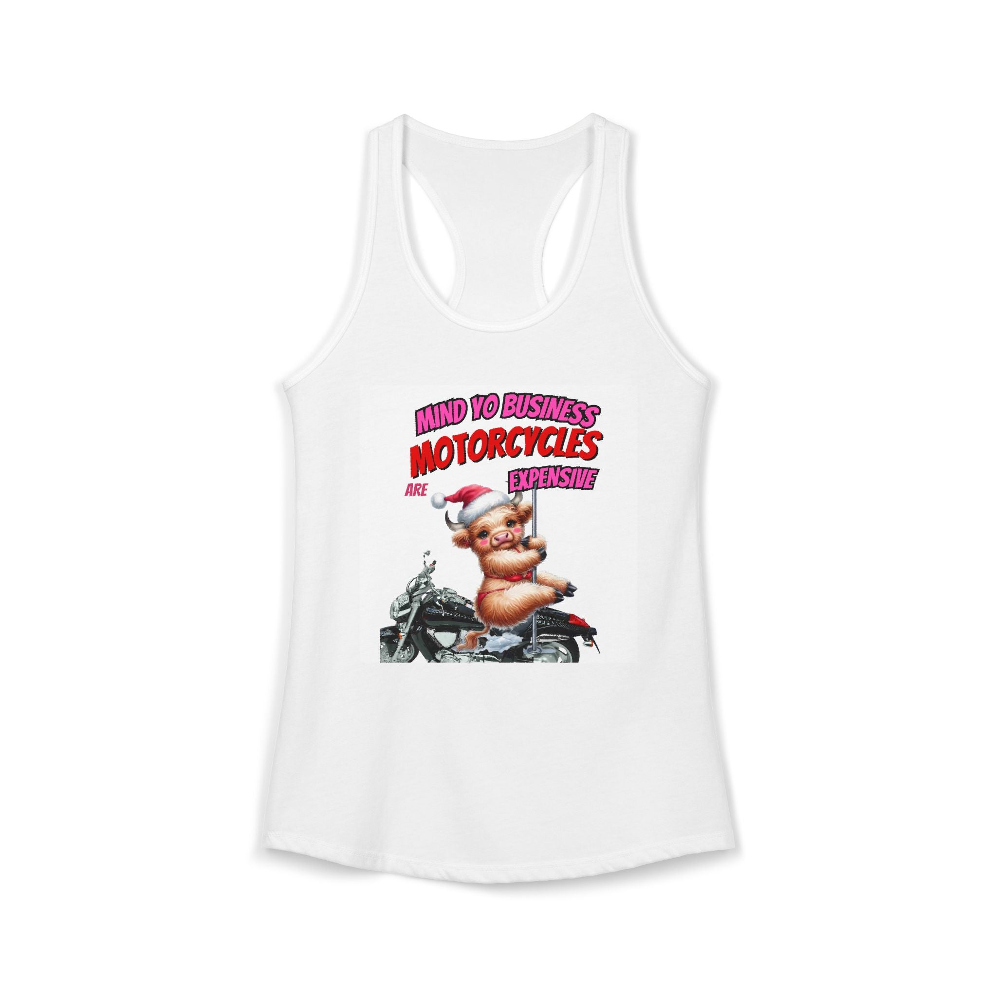 funny  girl cow swing on a pole  mind your business/ Women's Ideal Racerback Tank