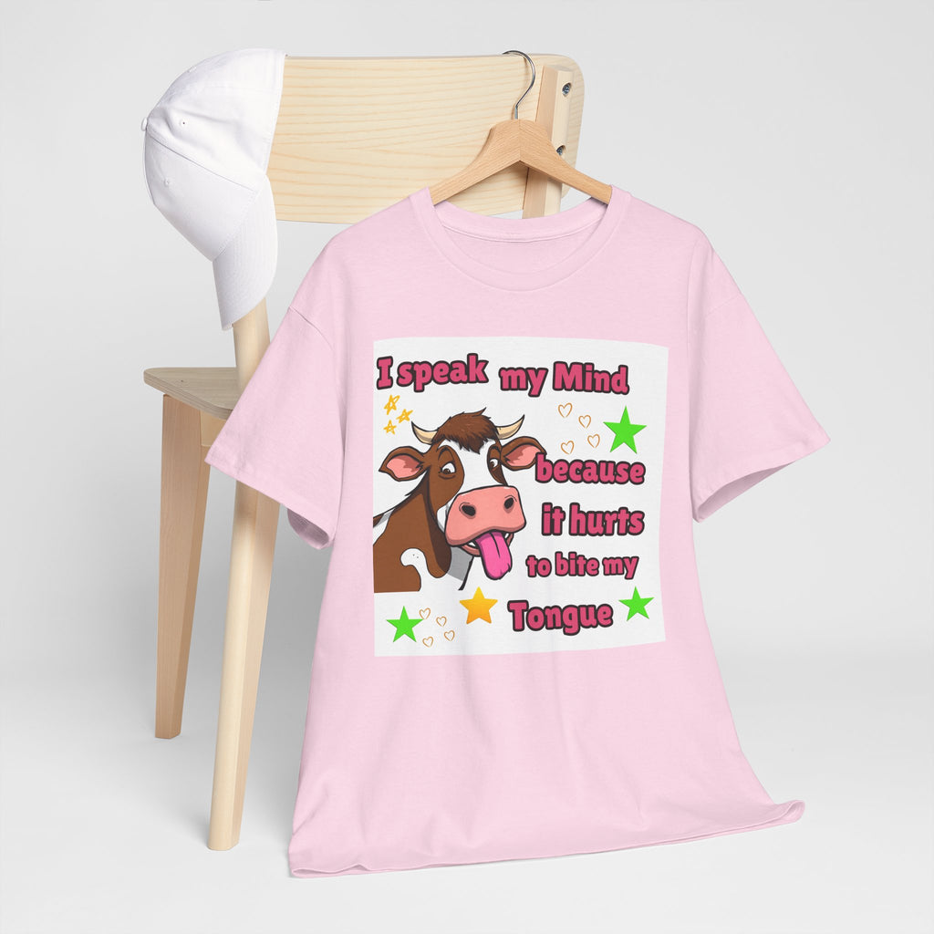 Funny Cow Graphic Tee – "I Speak My Mind Because It Hurts to Bite My Tongue" T‑Shirt