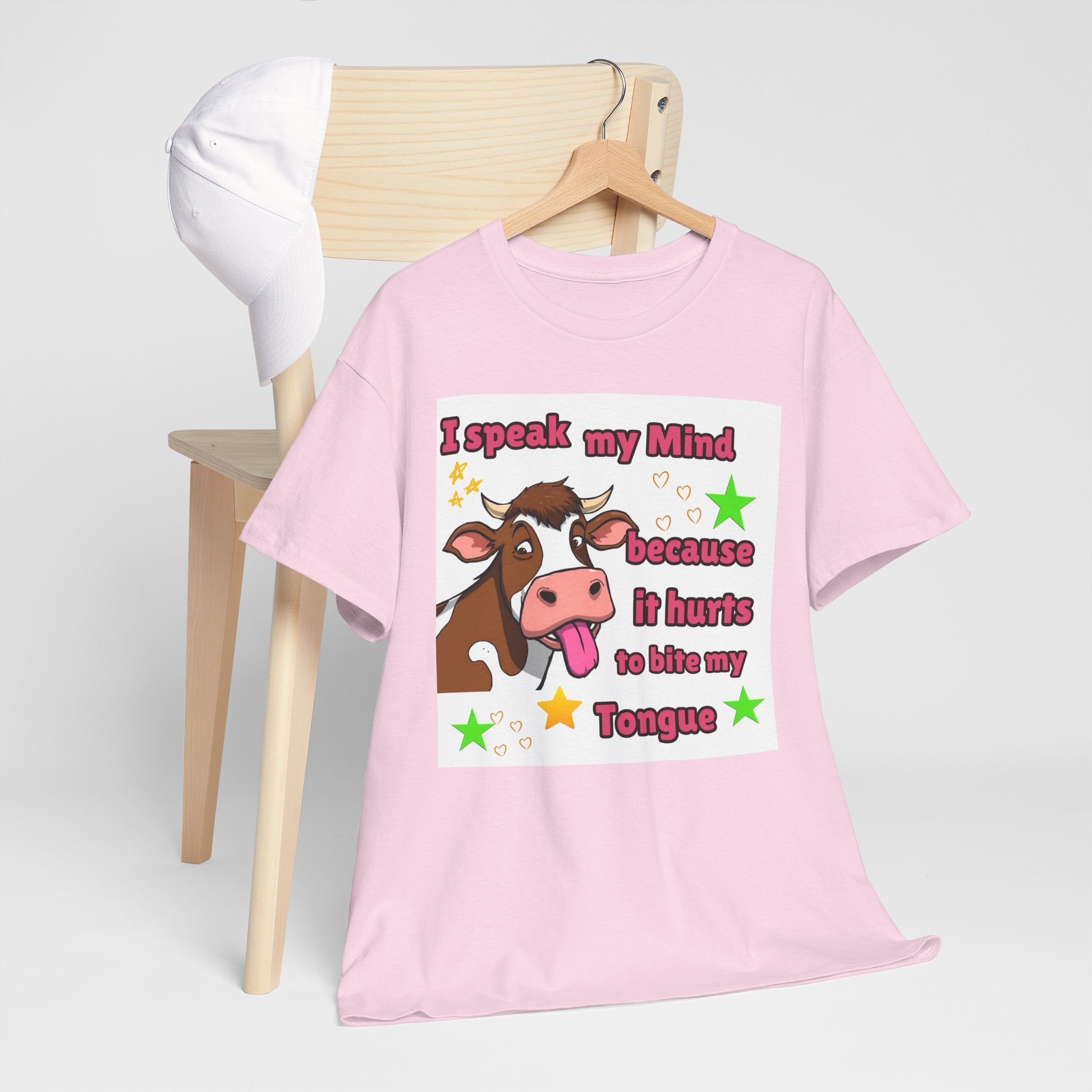 Funny Cow Graphic Tee – "I Speak My Mind Because It Hurts to Bite My Tongue" T‑Shirt