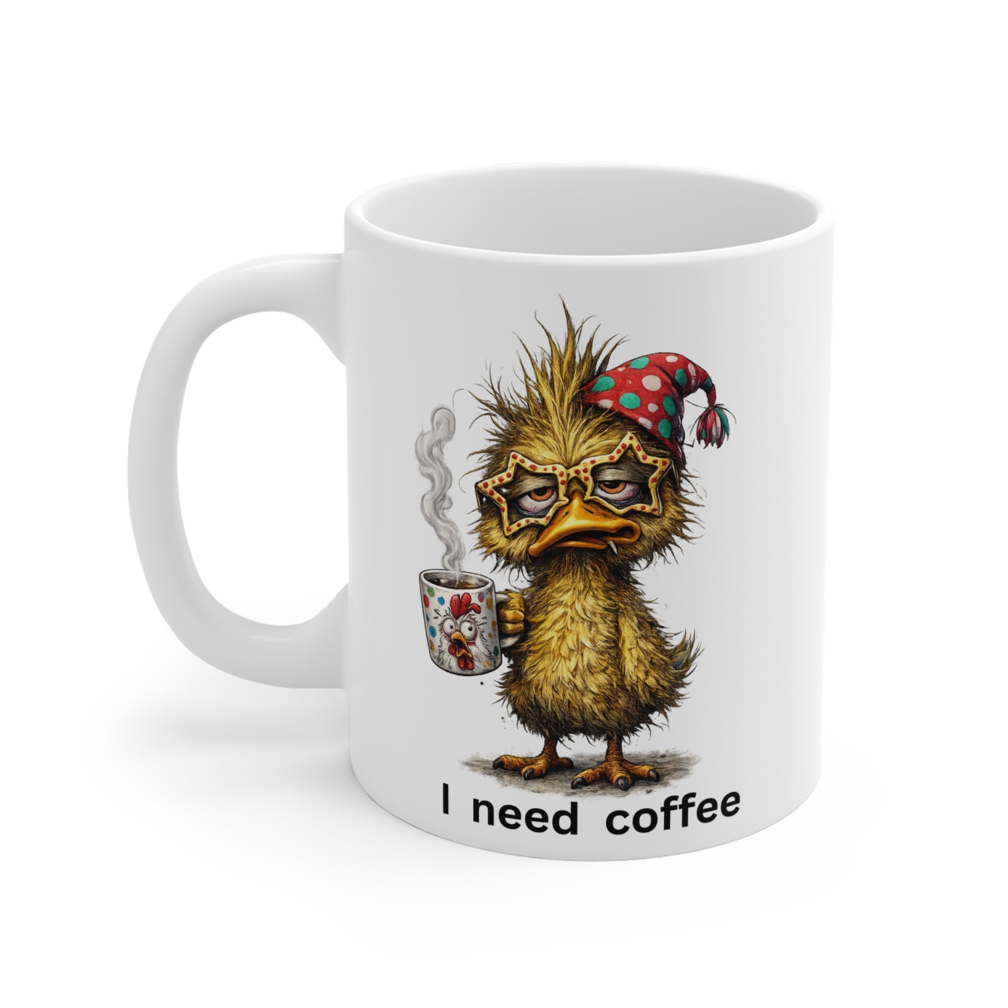 Sleepy Duckling I Need Coffee Mug | Cute Tired Bird Morning Coffee Cup