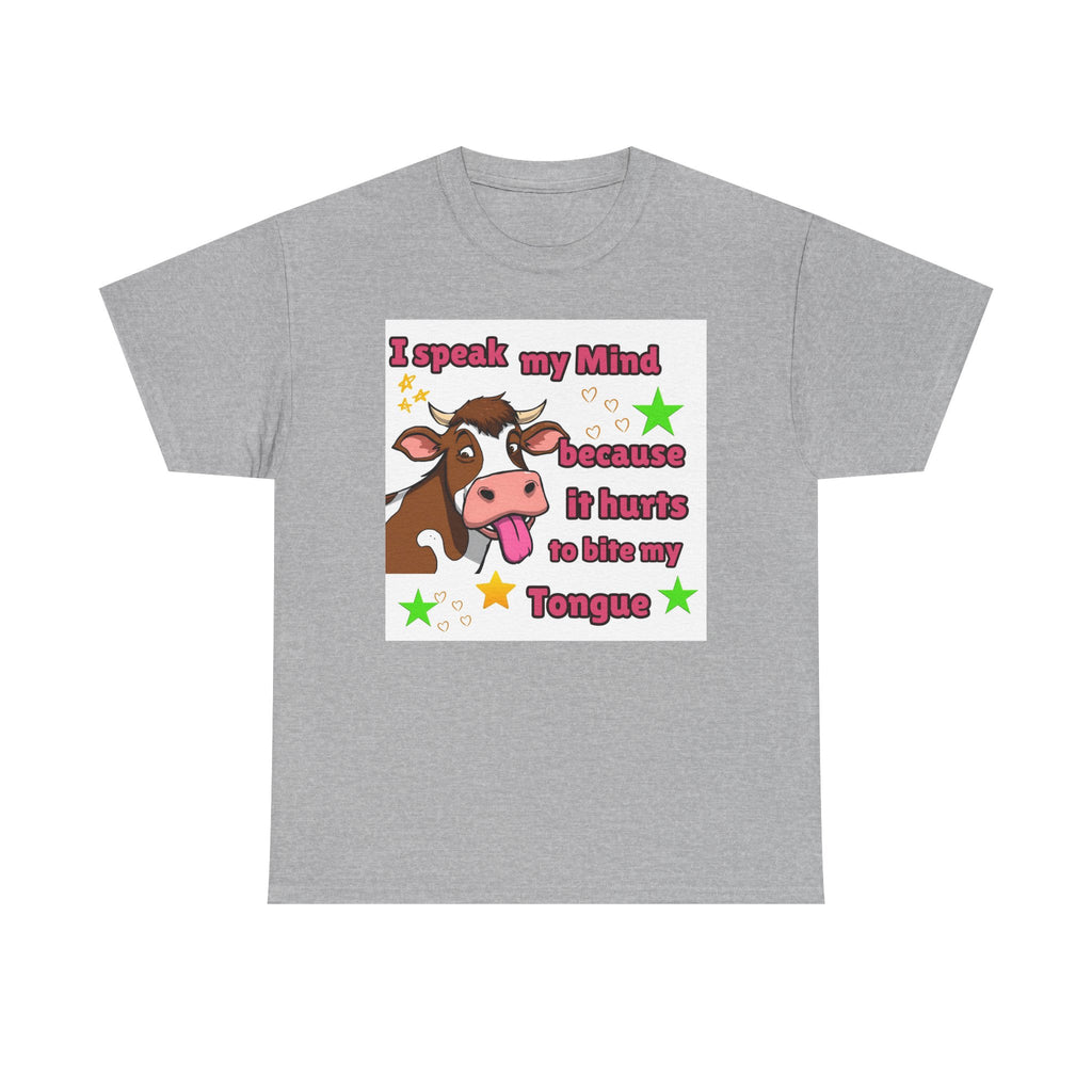 Funny Cow Graphic Tee – "I Speak My Mind Because It Hurts to Bite My Tongue" T‑Shirt