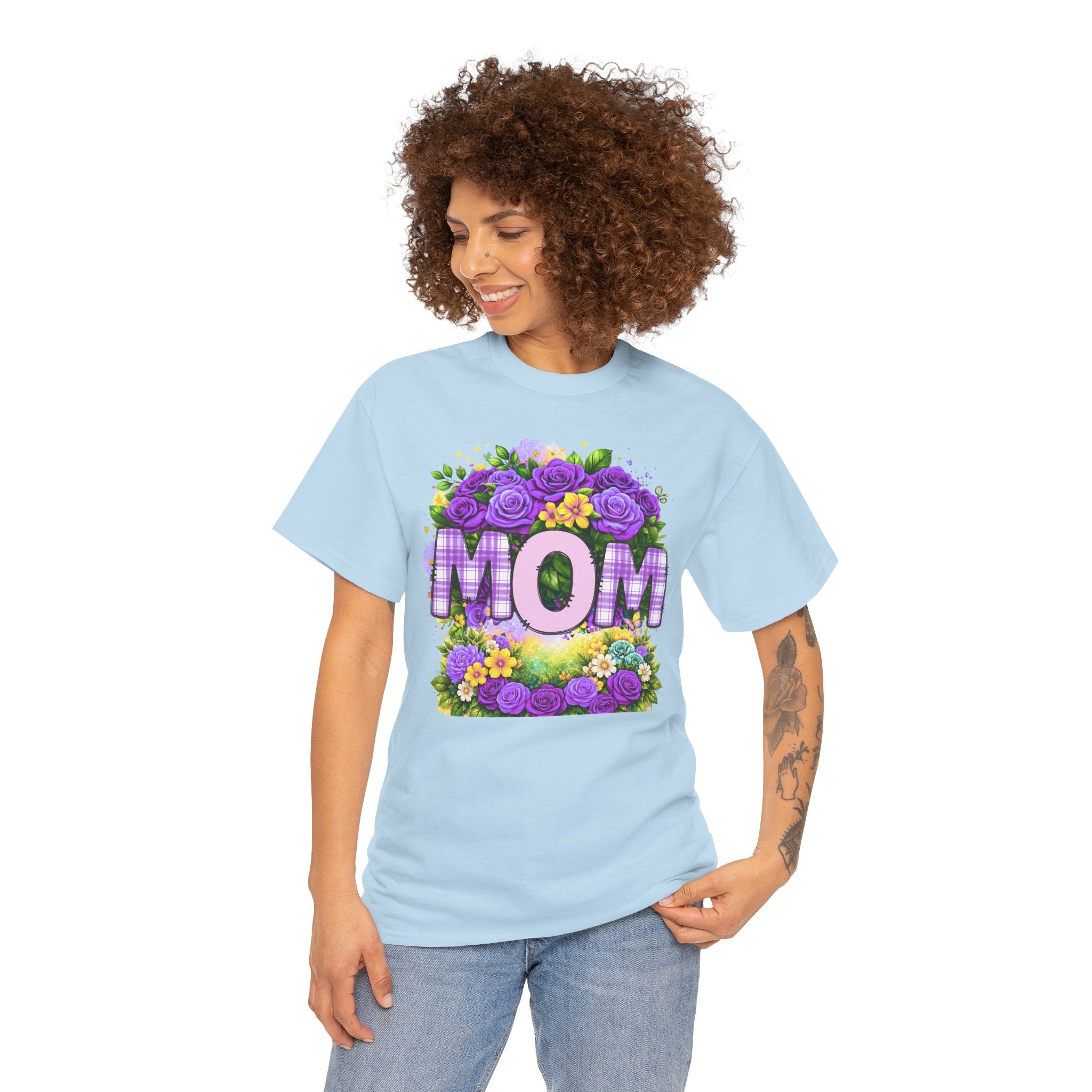 Mom Floral Graphic Tee — Purple Rose Mother’s Day Shirt
