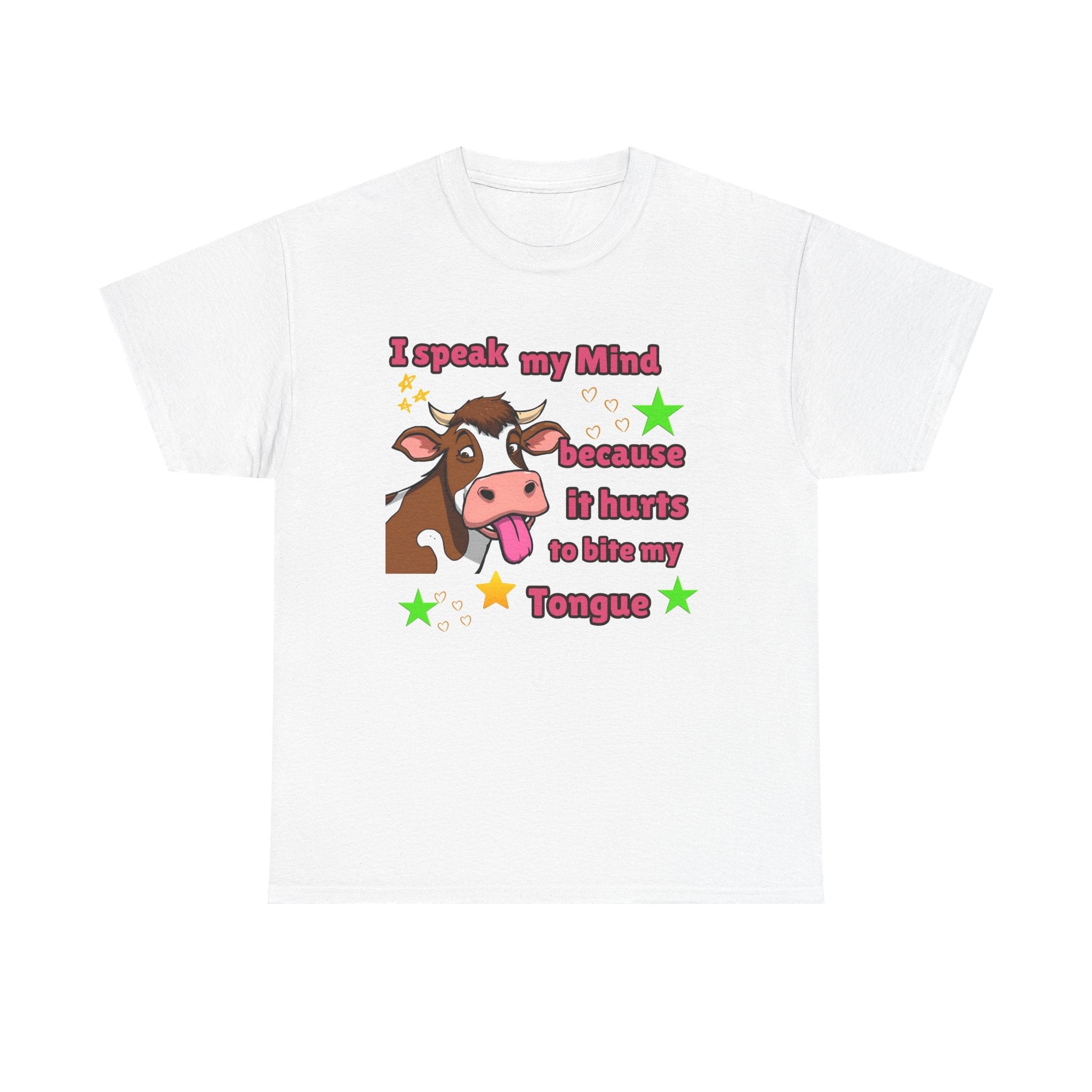 Funny Cow Graphic Tee – "I Speak My Mind Because It Hurts to Bite My Tongue" T‑Shirt