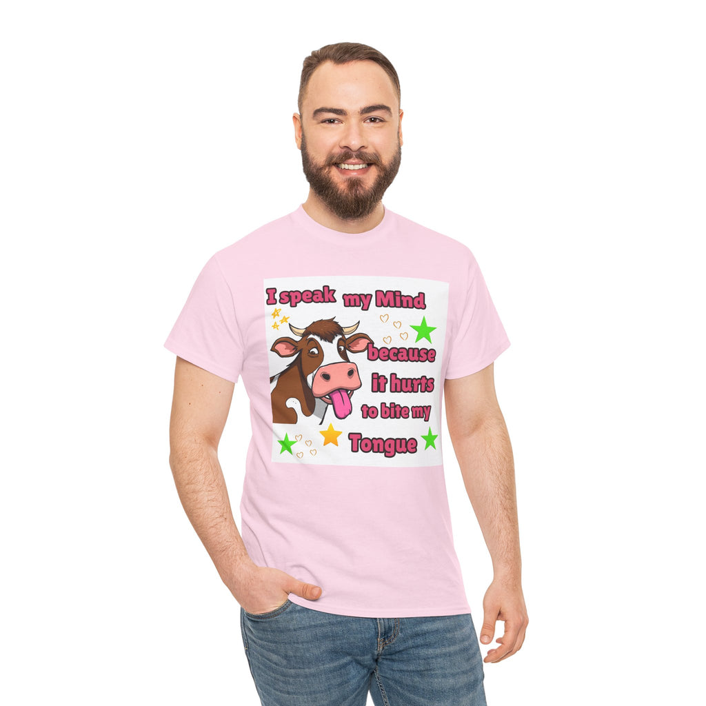 Funny Cow Graphic Tee – "I Speak My Mind Because It Hurts to Bite My Tongue" T‑Shirt