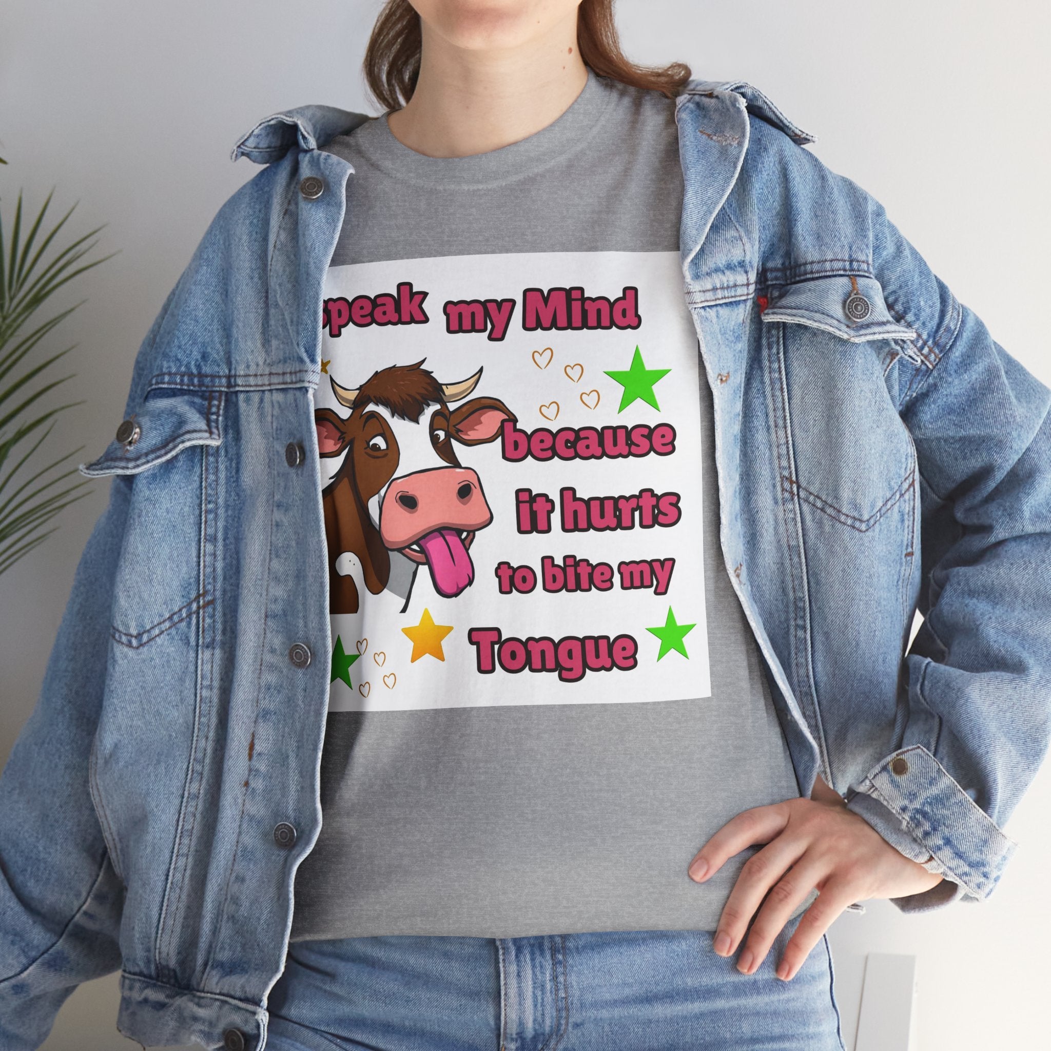 Funny Cow Graphic Tee – "I Speak My Mind Because It Hurts to Bite My Tongue" T‑Shirt