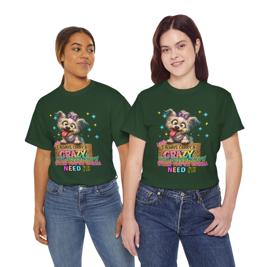 Dog Lover T-Shirt - "I Always Carry a Crazy Dog Mom" Cute Puppy Graphic Tee