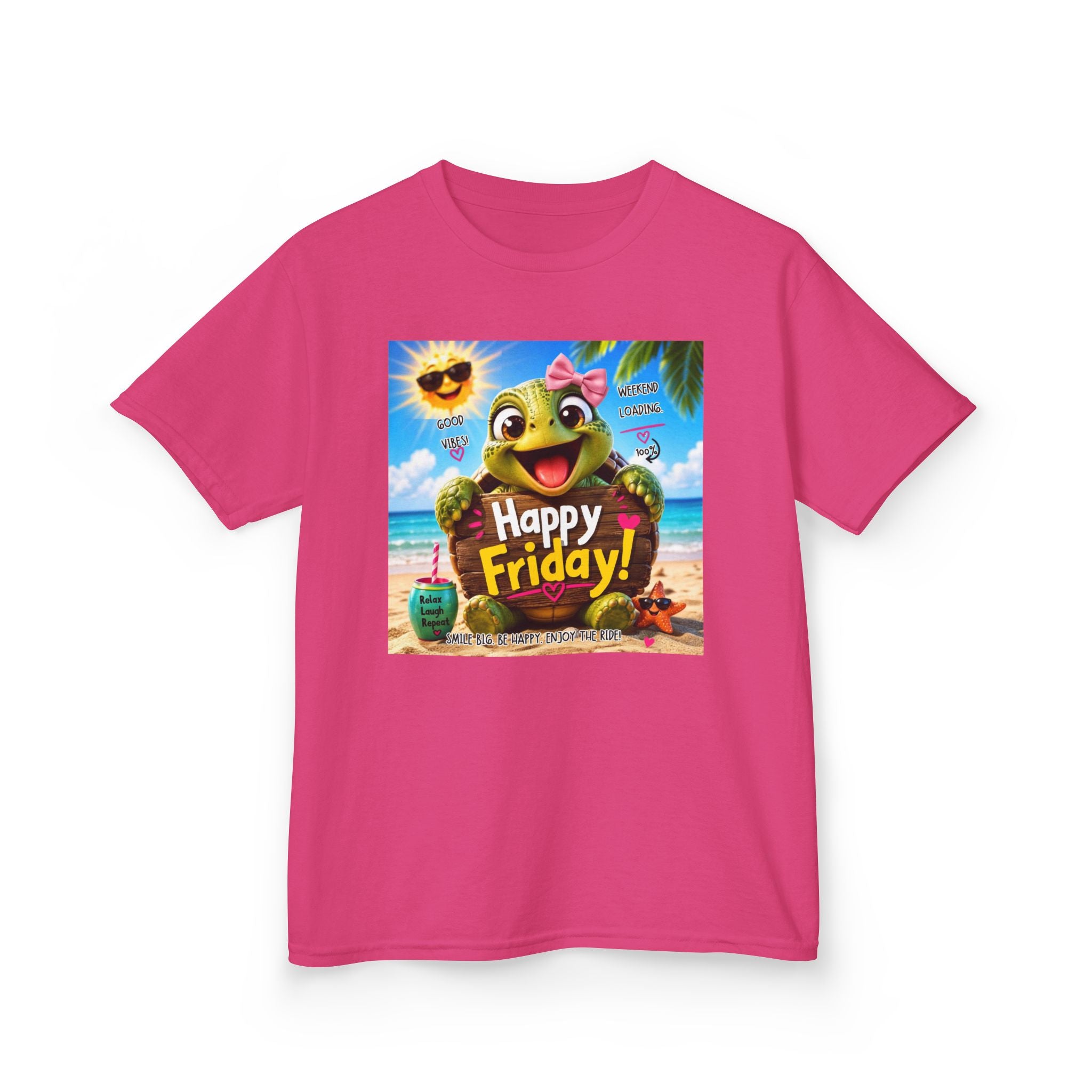 Happy Friday Kids Tee — Cute Frog Beach Graphic Shirt