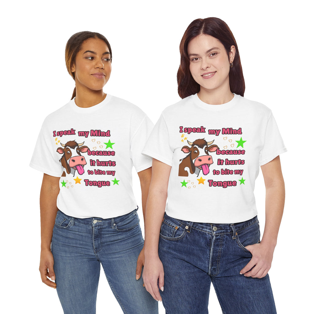 Funny Cow Graphic Tee – "I Speak My Mind Because It Hurts to Bite My Tongue" T‑Shirt