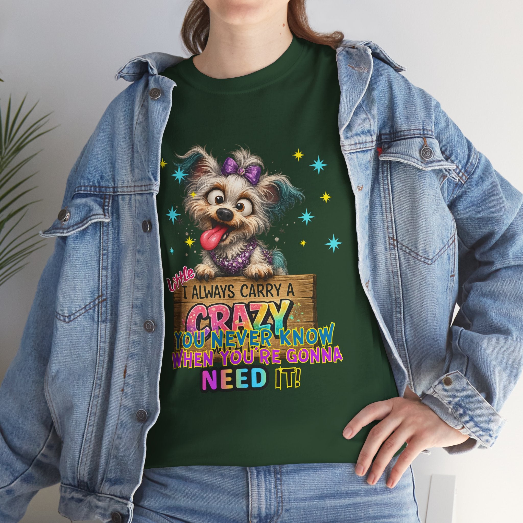 Dog Lover T-Shirt - "I Always Carry a Crazy Dog Mom" Cute Puppy Graphic Tee