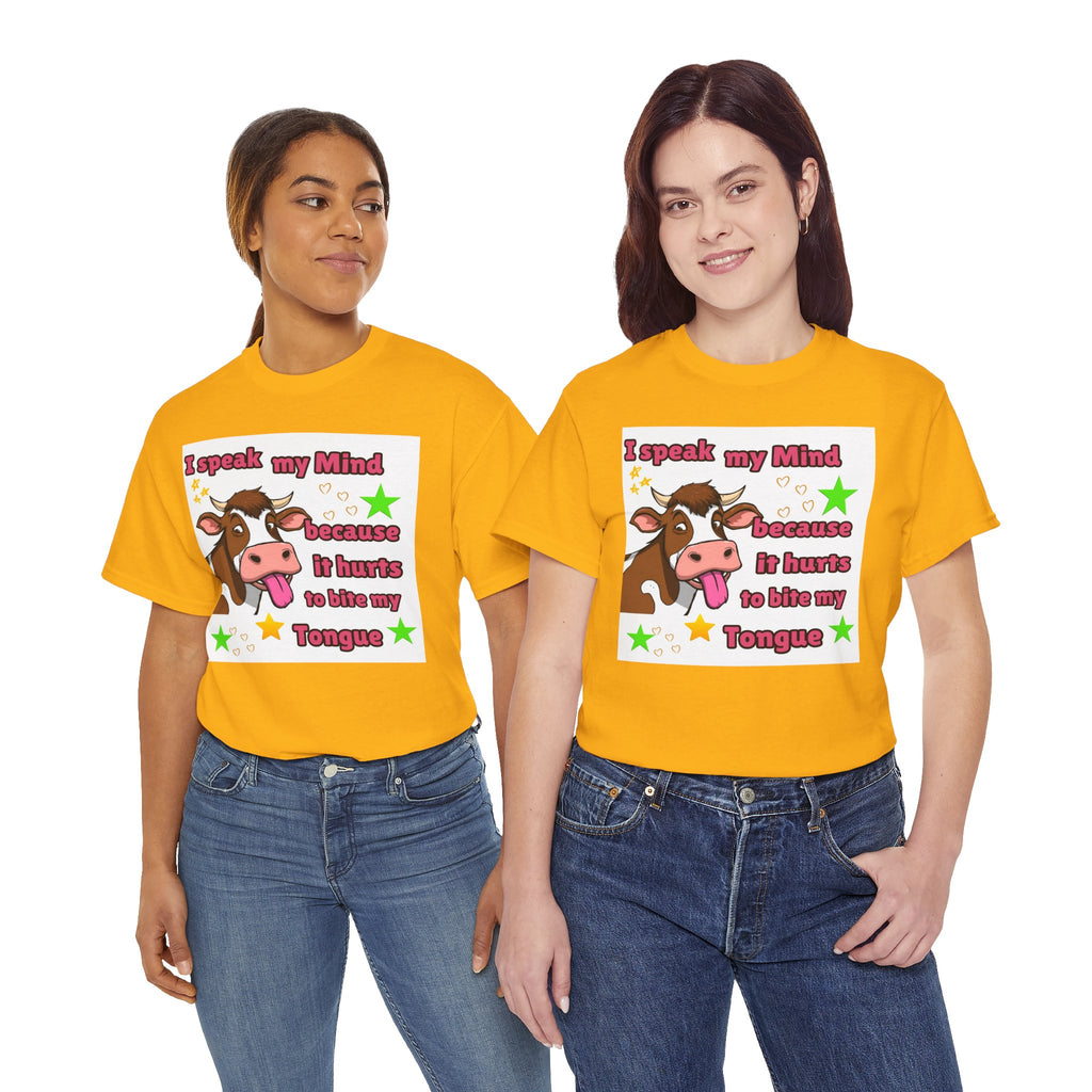 Funny Cow Graphic Tee – "I Speak My Mind Because It Hurts to Bite My Tongue" T‑Shirt
