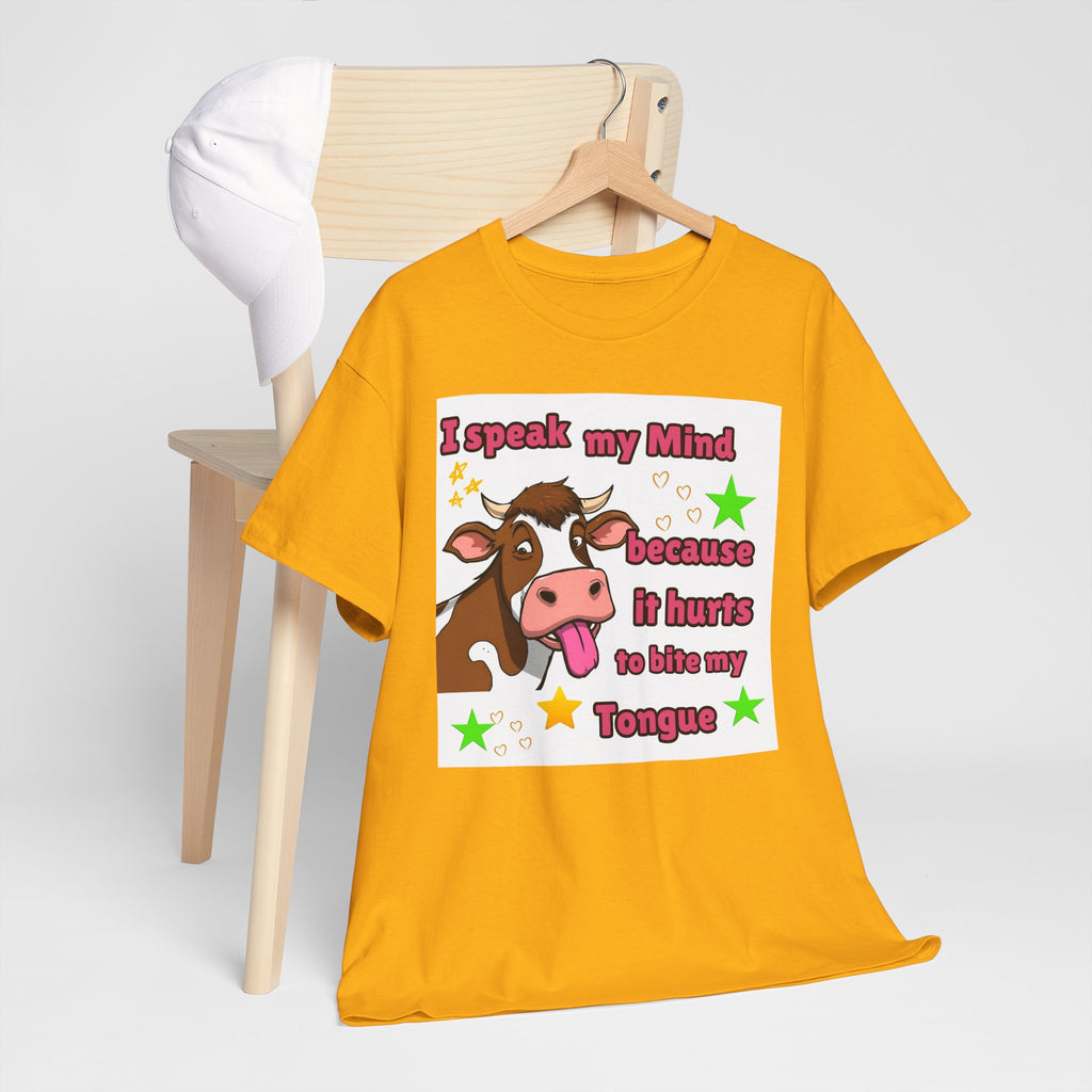 Funny Cow Graphic Tee – "I Speak My Mind Because It Hurts to Bite My Tongue" T‑Shirt