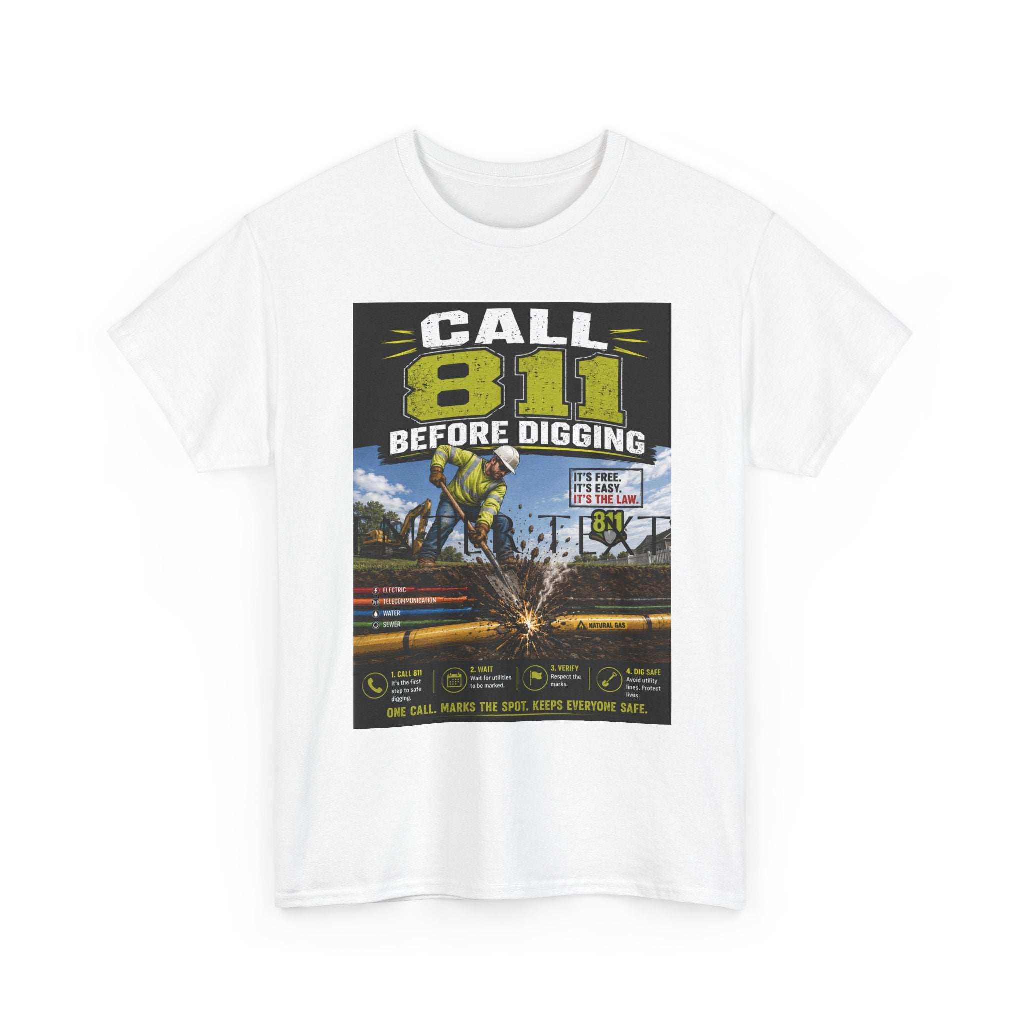 Call 811 Before Digging T-Shirt — Utility Safety Awareness Tee